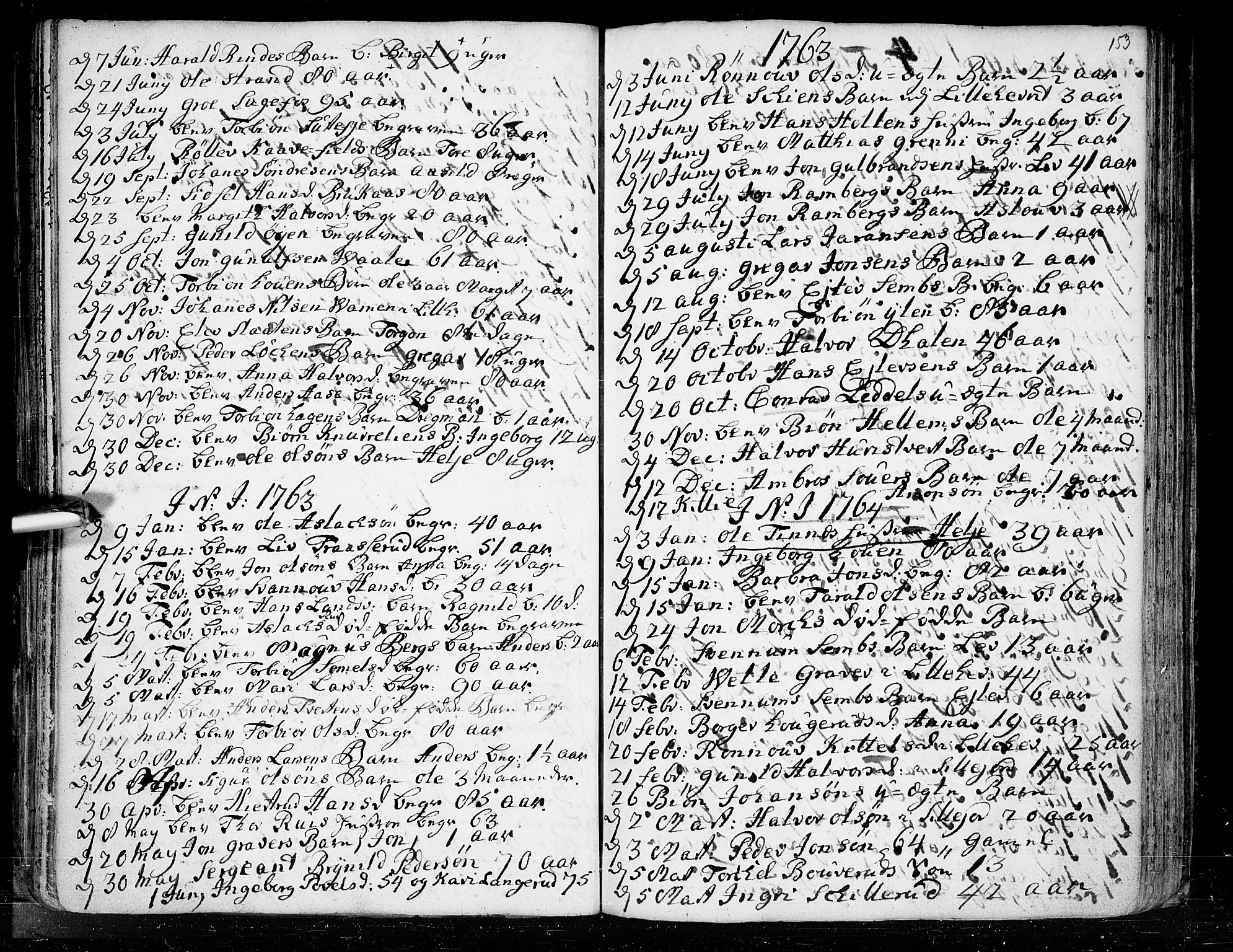 Heddal kirkebøker, SAKO/A-268/F/Fa/L0003: Parish register (official) no. I 3, 1723-1783, p. 153