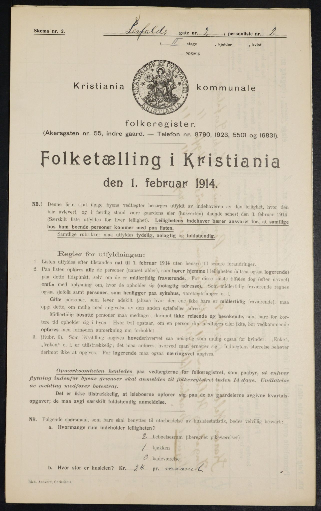 OBA, Municipal Census 1914 for Kristiania, 1914, p. 57155