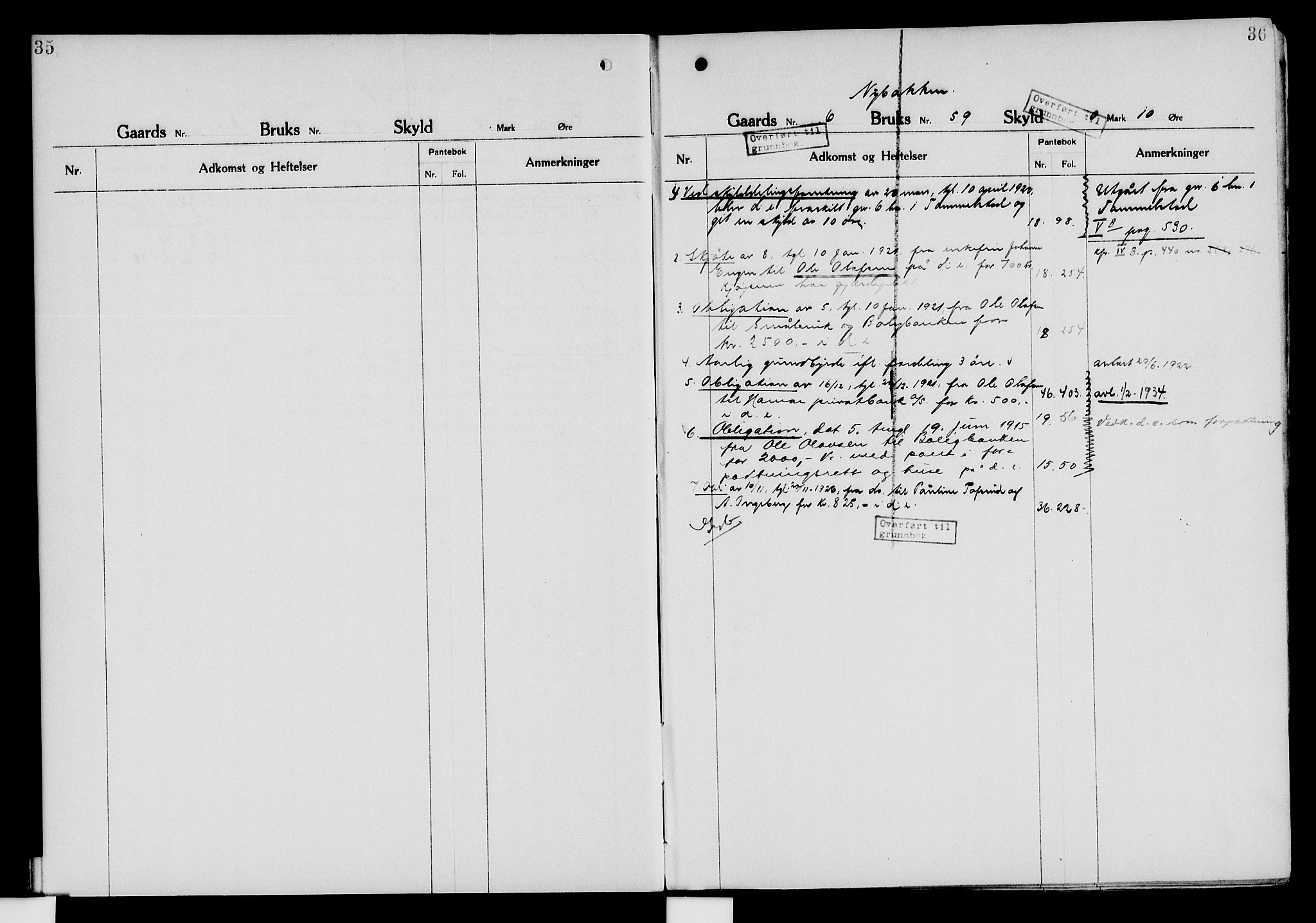 Nord-Hedmark sorenskriveri, SAH/TING-012/H/Ha/Had/Hade/L0006: Mortgage register no. 4.6, 1920-1940, p. 35-36