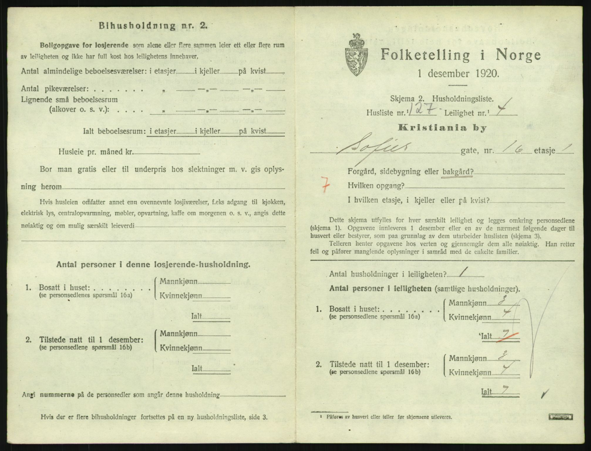 SAO, 1920 census for Kristiania, 1920, p. 99275