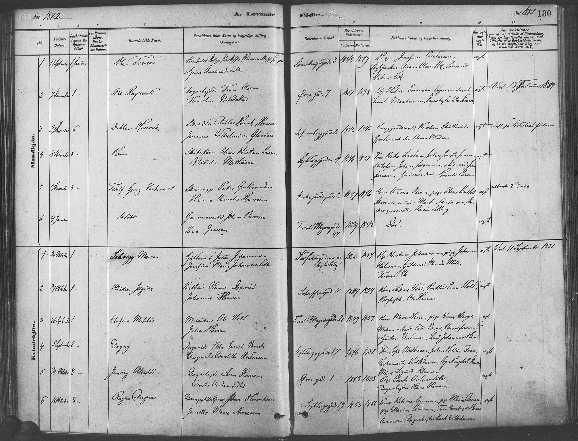 Paulus prestekontor Kirkebøker, AV/SAO-A-10871/F/Fa/L0003: Parish register (official) no. 3, 1879-1887, p. 130