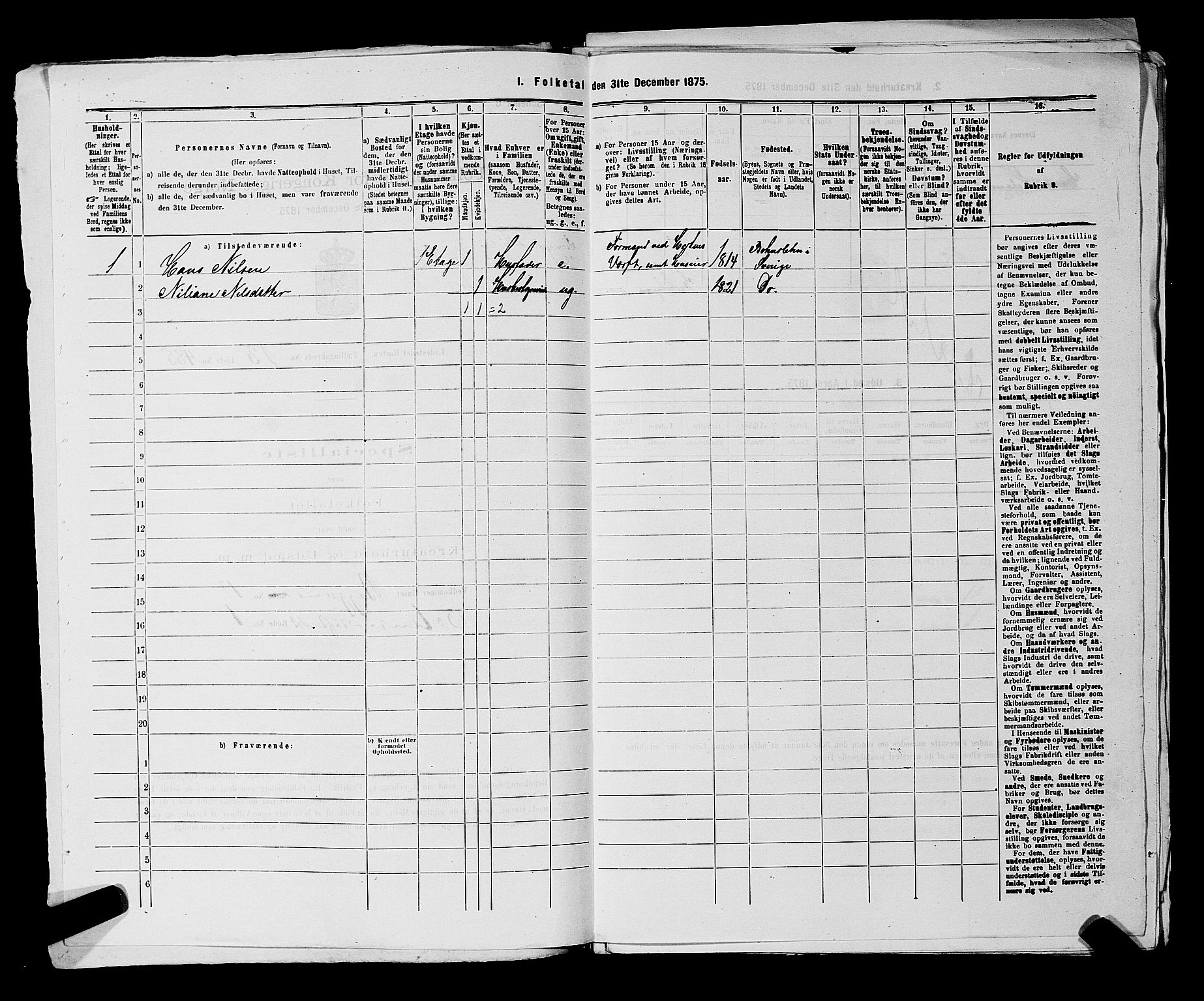 SAKO, 1875 census for 0703P Horten, 1875, p. 1089