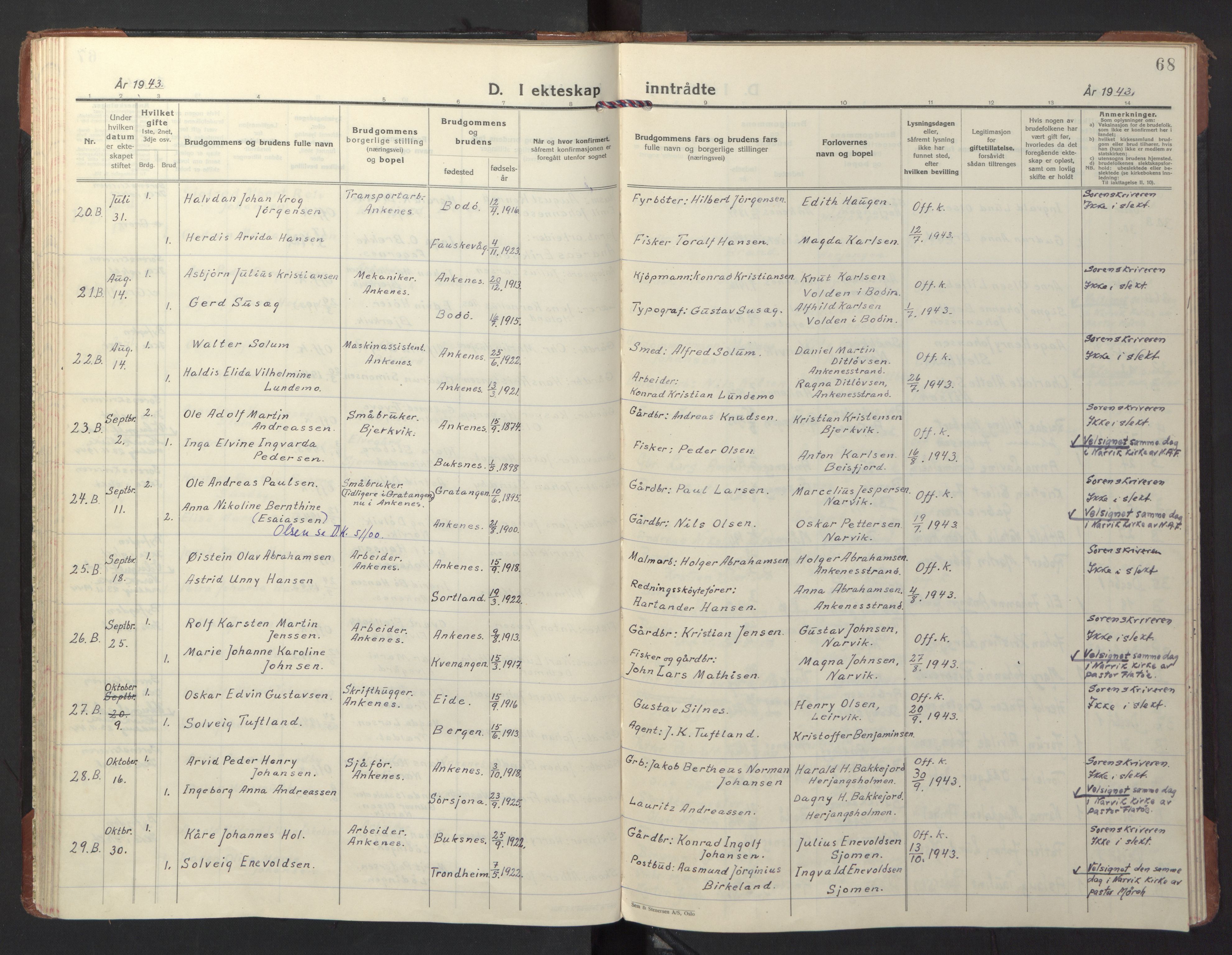 Ministerialprotokoller, klokkerbøker og fødselsregistre - Nordland, SAT/A-1459/866/L0948: Parish register (official) no. 866A11, 1929-1949, p. 68