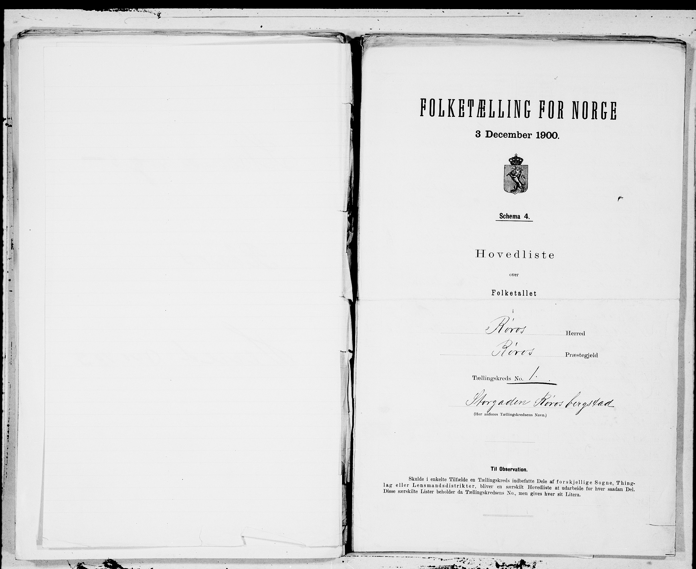 SAT, 1900 census for Røros, 1900, p. 2