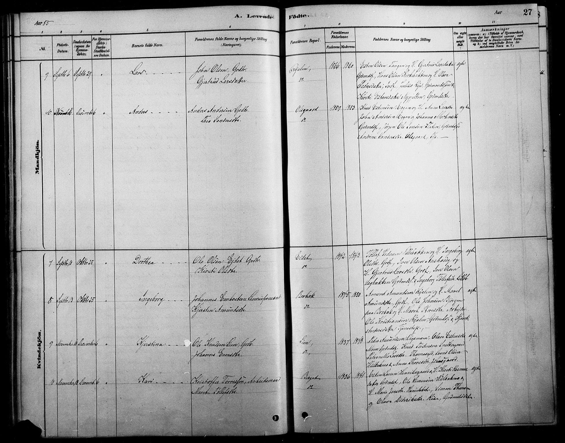 Tolga prestekontor, AV/SAH-PREST-062/L/L0007: Parish register (copy) no. 7, 1878-1919, p. 27