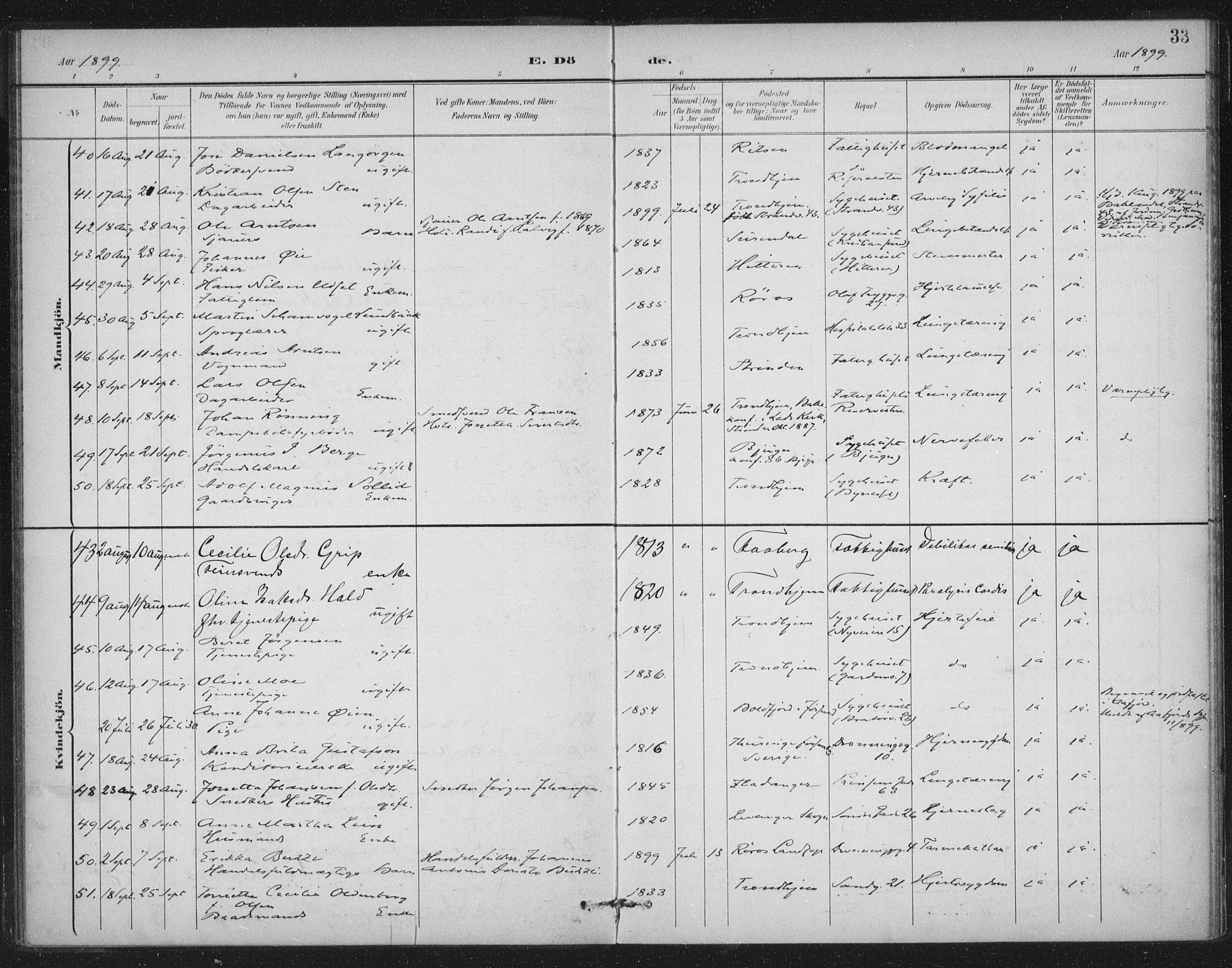 Ministerialprotokoller, klokkerbøker og fødselsregistre - Sør-Trøndelag, AV/SAT-A-1456/602/L0123: Parish register (official) no. 602A21, 1895-1910, p. 33