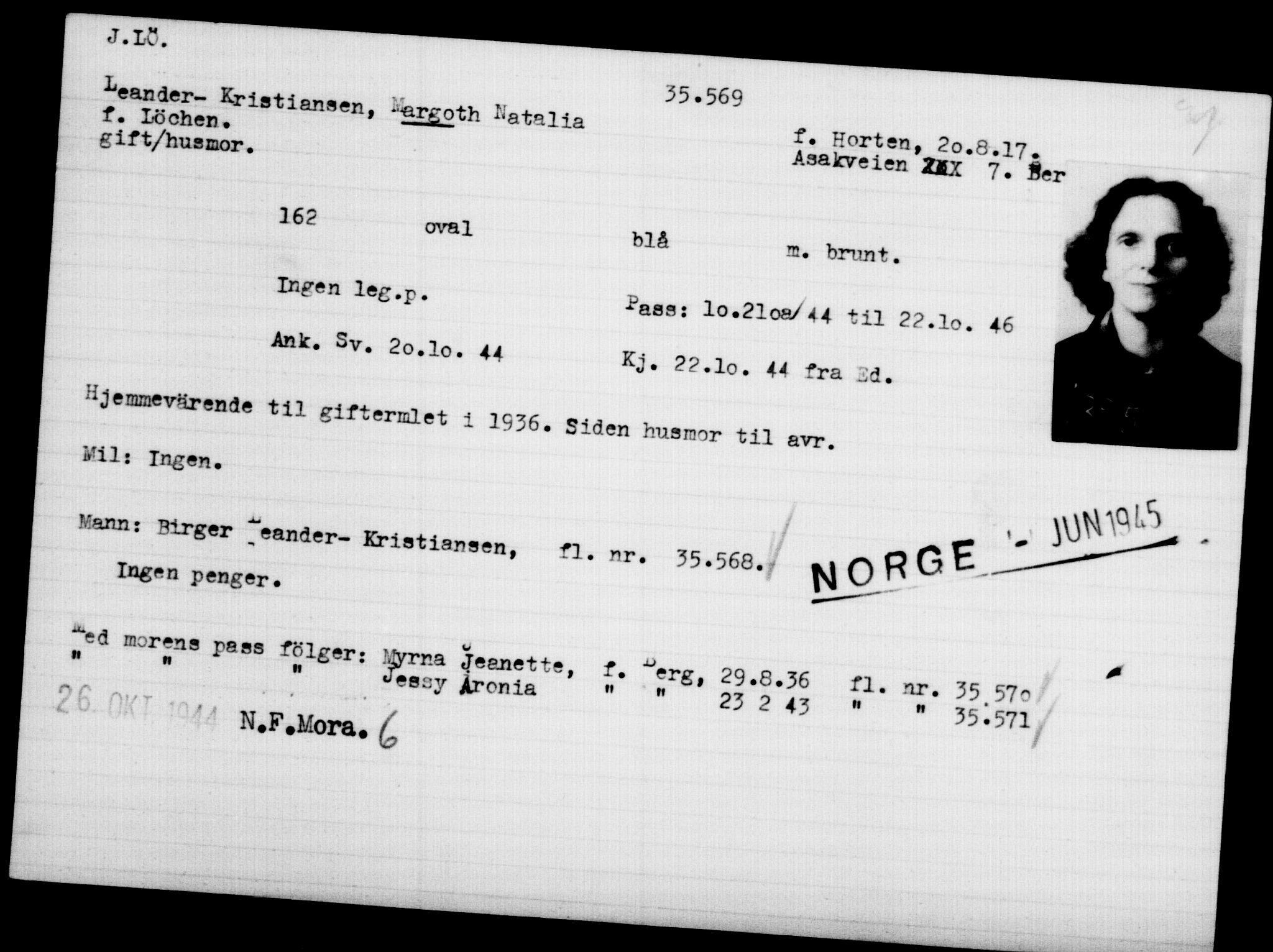 Utenriksstasjonene, Legasjonen i Stockholm, Flyktningkontoret, AV/RA-S-6753/V/Va/L0014: Kjesäterkartoteket, flyktninger med registreringsnr. 34700-37855, 1940-1945, p. 914