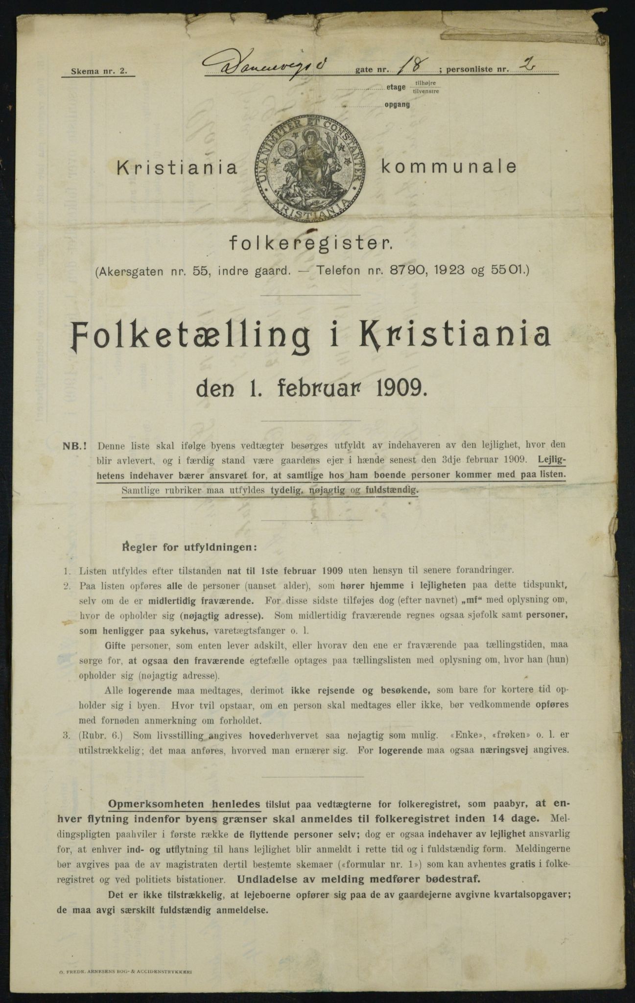 OBA, Municipal Census 1909 for Kristiania, 1909, p. 14001