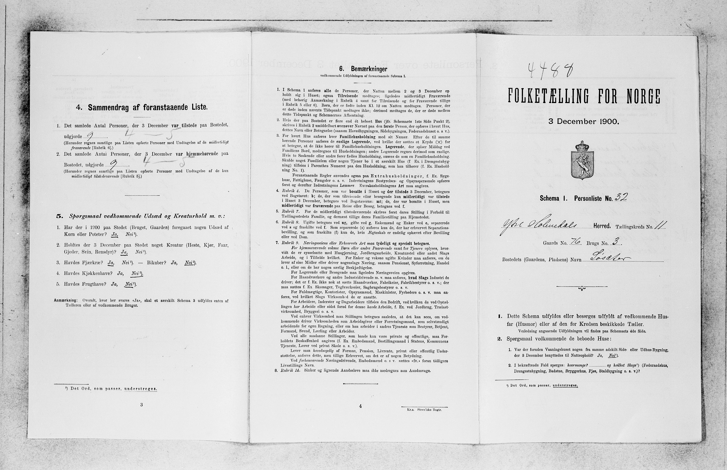 SAB, 1900 census for Ytre Holmedal, 1900, p. 881