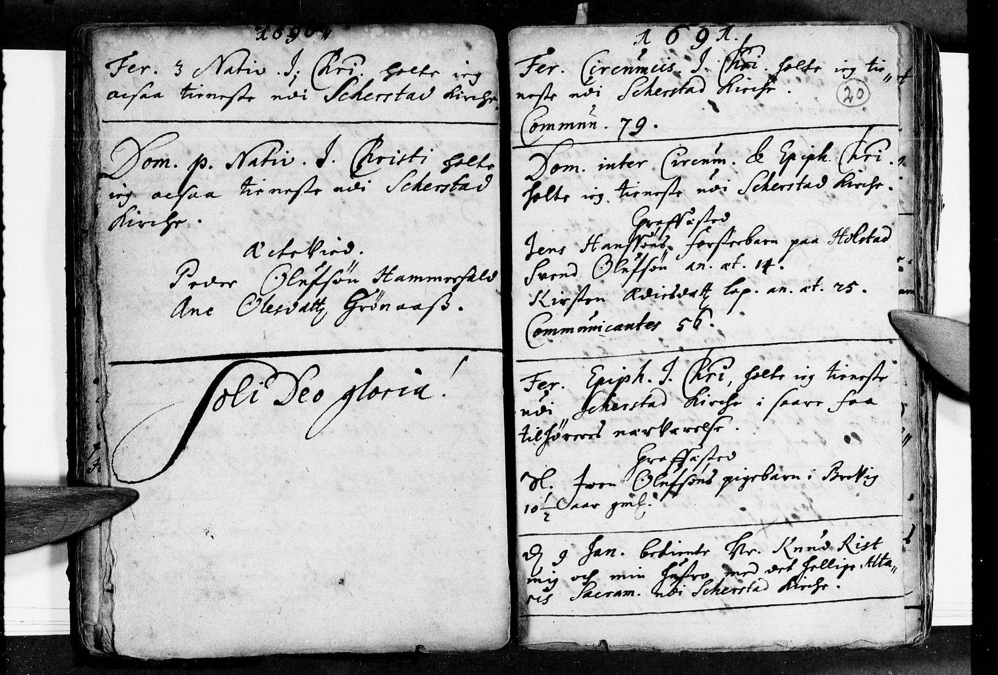 Ministerialprotokoller, klokkerbøker og fødselsregistre - Nordland, AV/SAT-A-1459/852/L0732: Parish register (official) no. 852A02, 1690-1699, p. 20