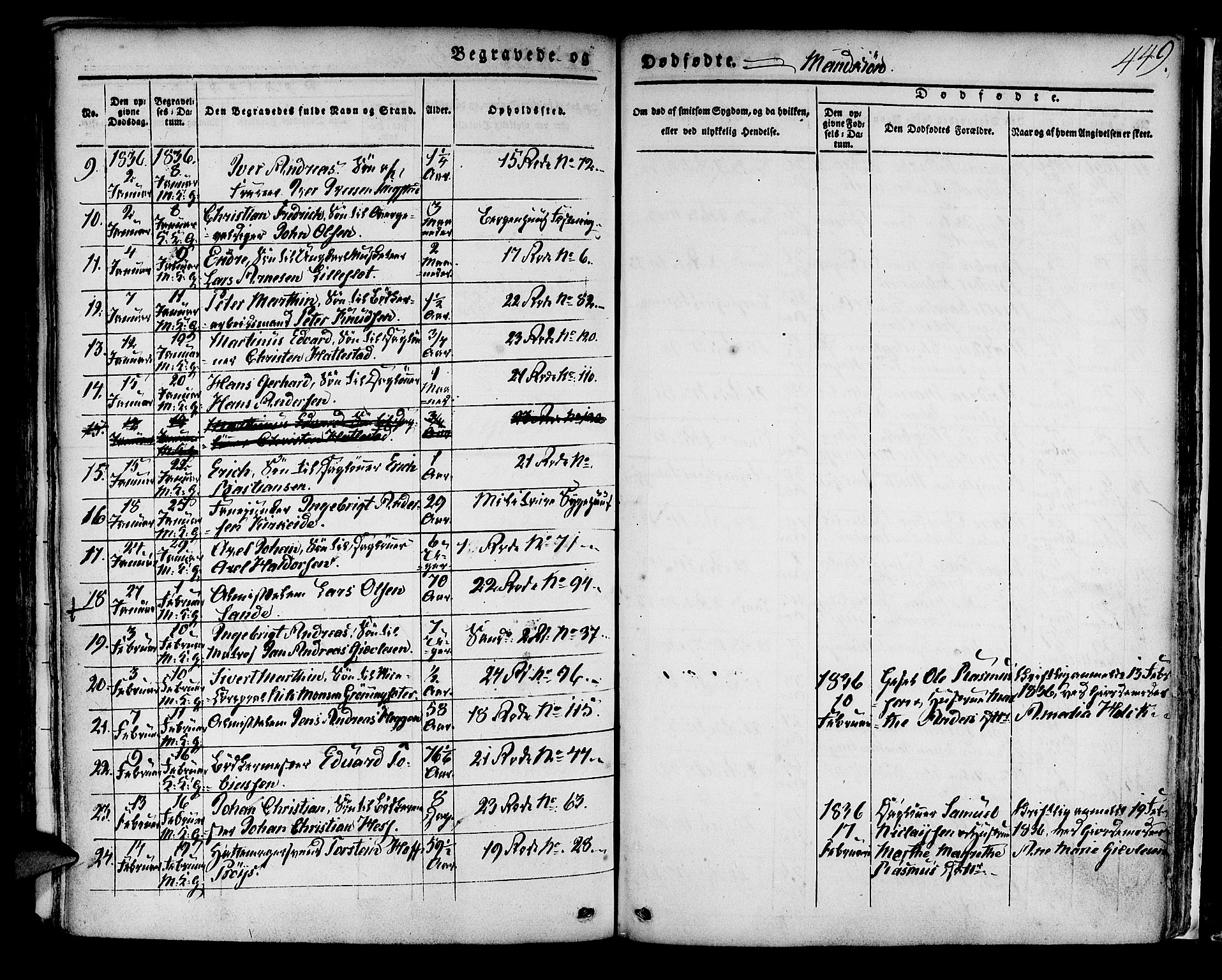 Korskirken sokneprestembete, AV/SAB-A-76101/H/Hab: Parish register (copy) no. A 5II, 1831-1844, p. 449
