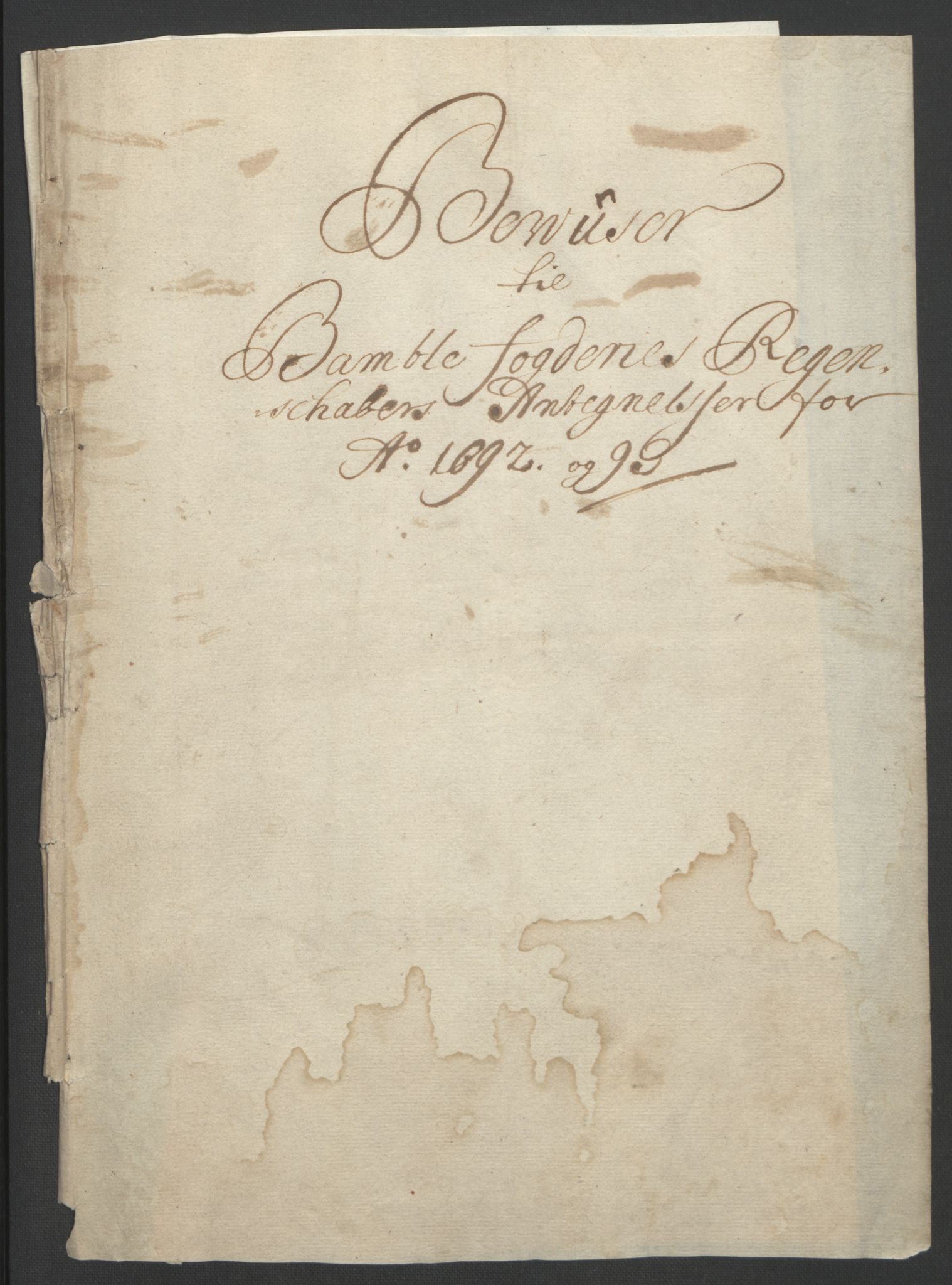 Rentekammeret inntil 1814, Reviderte regnskaper, Fogderegnskap, AV/RA-EA-4092/R34/L2053: Fogderegnskap Bamble, 1693, p. 322
