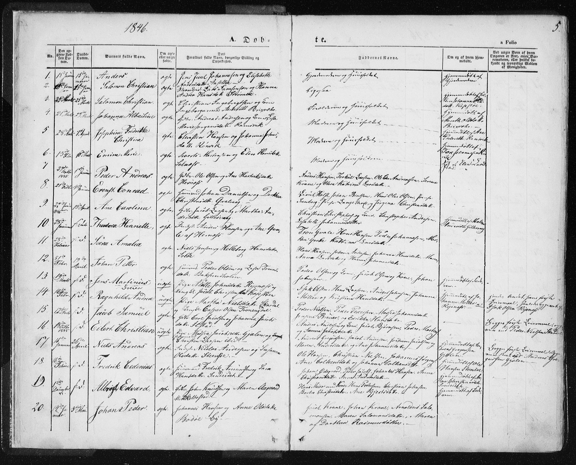 Ministerialprotokoller, klokkerbøker og fødselsregistre - Nordland, SAT/A-1459/801/L0007: Parish register (official) no. 801A07, 1845-1863, p. 5