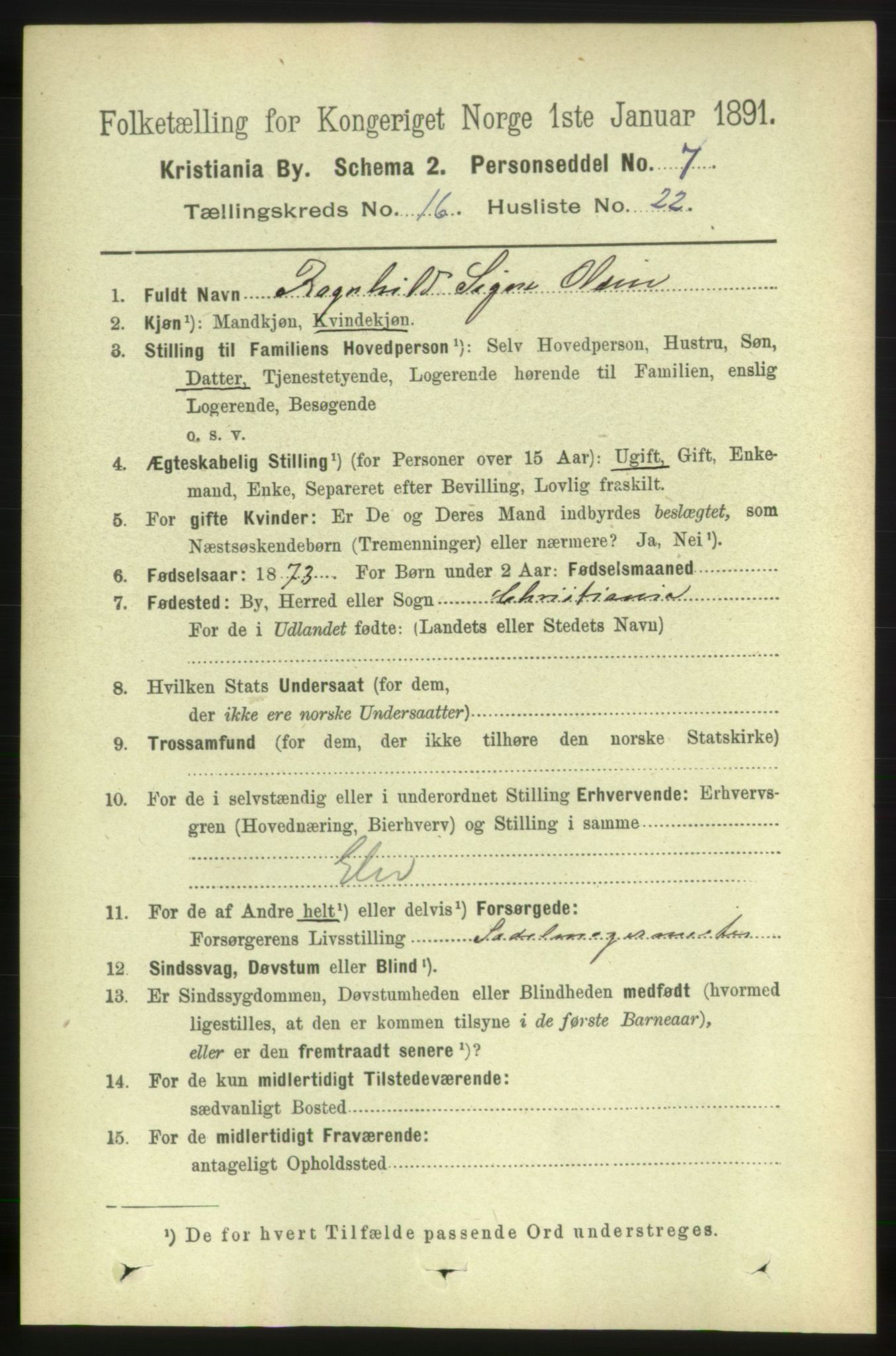 RA, 1891 census for 0301 Kristiania, 1891, p. 7685