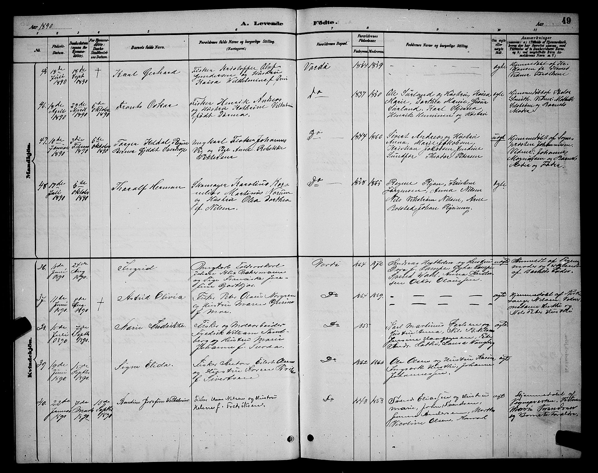 Vardø sokneprestkontor, AV/SATØ-S-1332/H/Hb/L0005klokker: Parish register (copy) no. 5, 1887-1892, p. 49