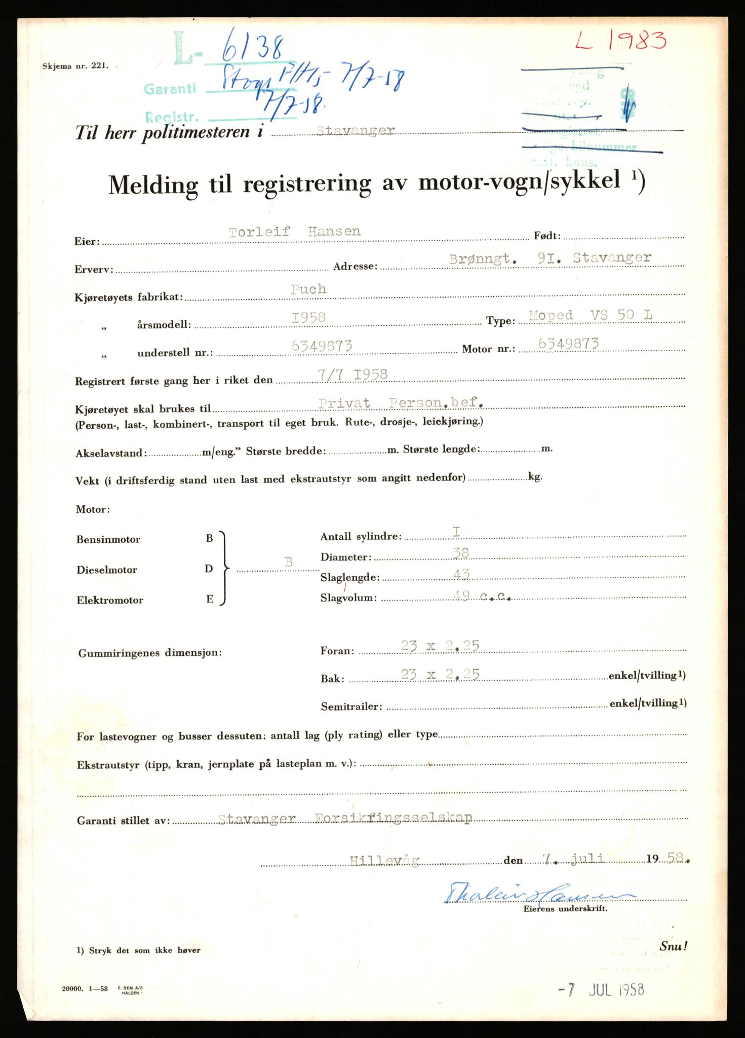 Stavanger trafikkstasjon, AV/SAST-A-101942/0/F/L0006: L-1700 - L-2149, 1930-1971, p. 1153