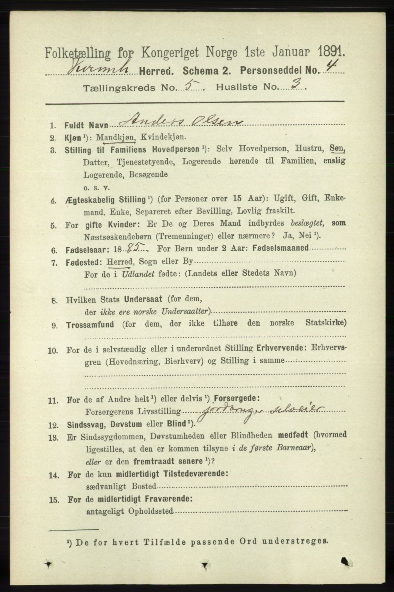 RA, 1891 census for 1224 Kvinnherad, 1891, p. 1753