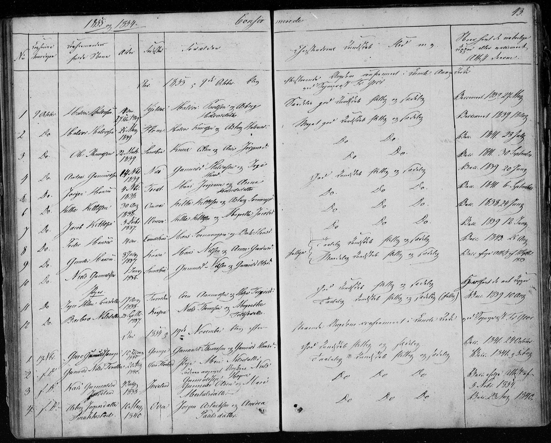 Lunde kirkebøker, SAKO/A-282/F/Fb/L0001: Parish register (official) no. II 1, 1845-1861, p. 43