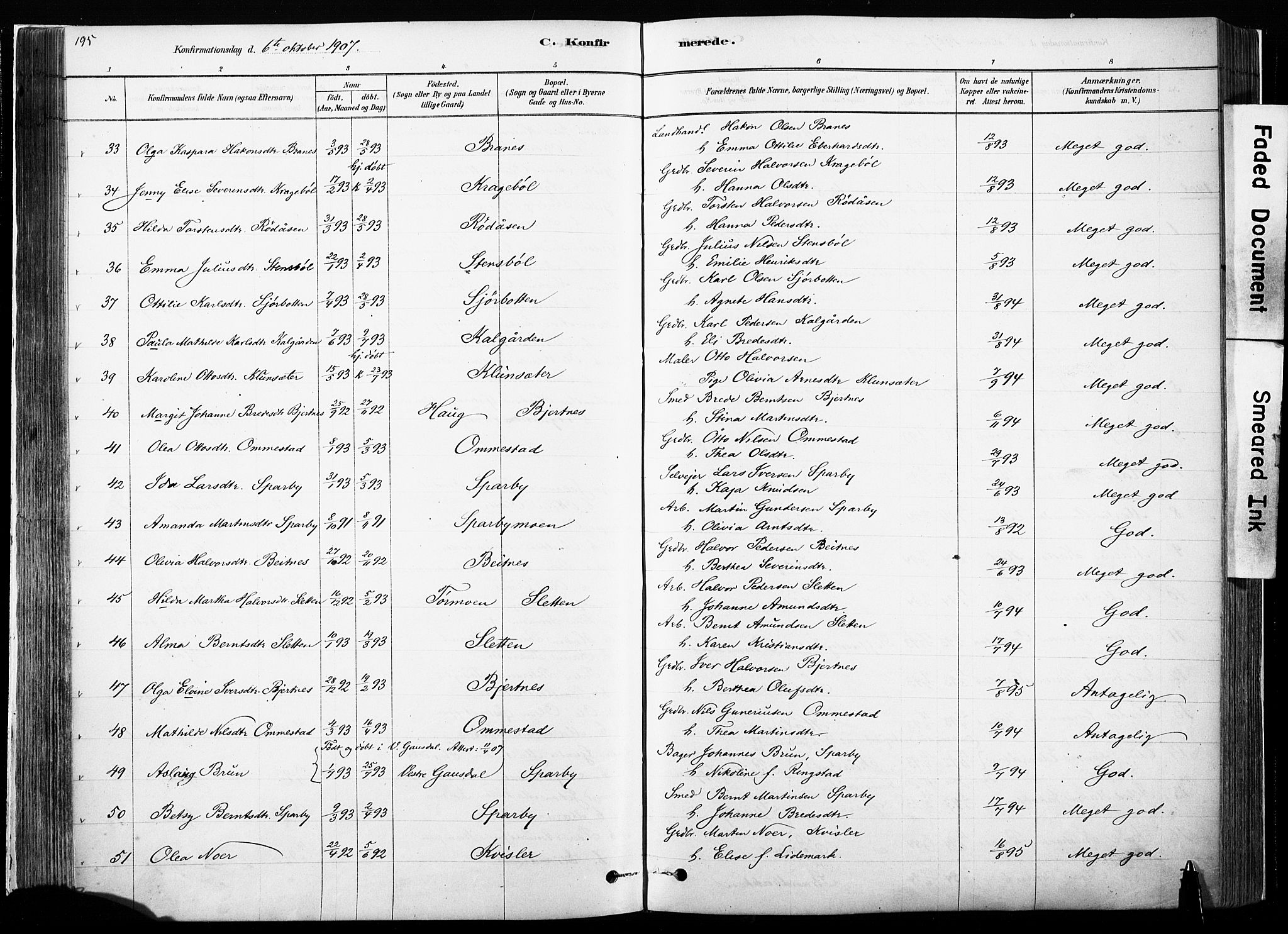Hof prestekontor, SAH/PREST-038/H/Ha/Haa/L0010: Parish register (official) no. 10, 1878-1909, p. 195