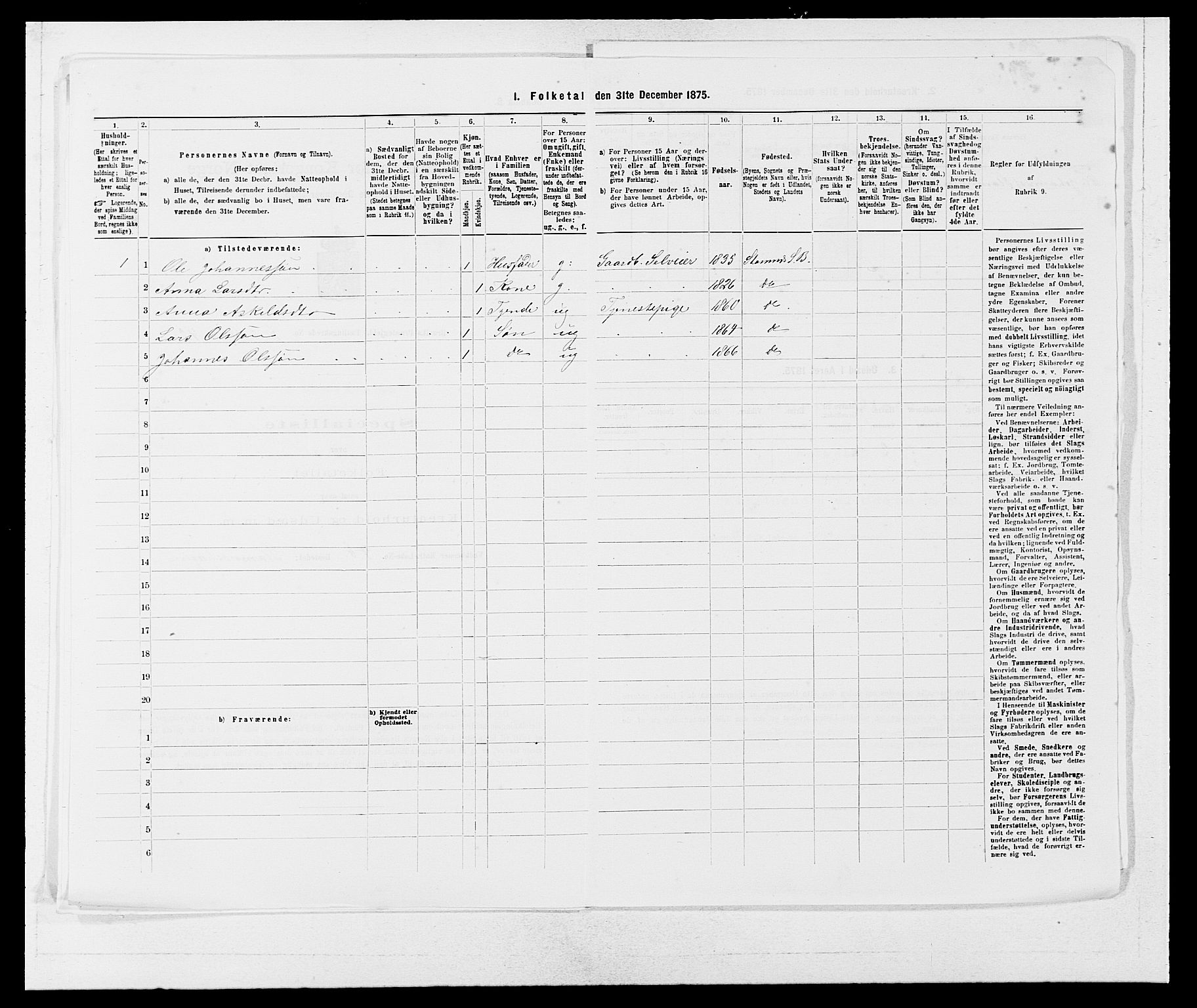 SAB, 1875 census for 1251P Bruvik, 1875, p. 574