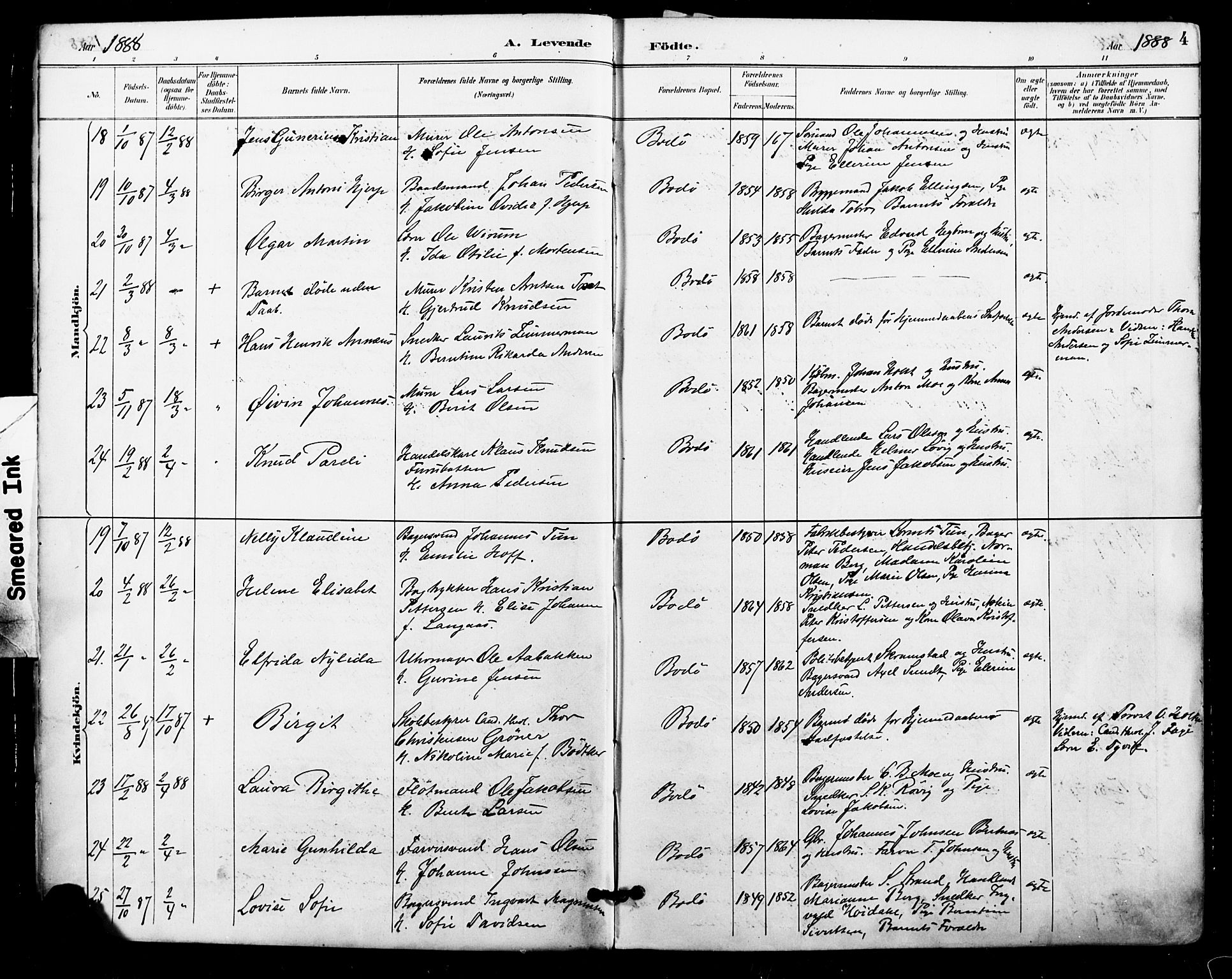 Ministerialprotokoller, klokkerbøker og fødselsregistre - Nordland, AV/SAT-A-1459/801/L0010: Parish register (official) no. 801A10, 1888-1899, p. 4