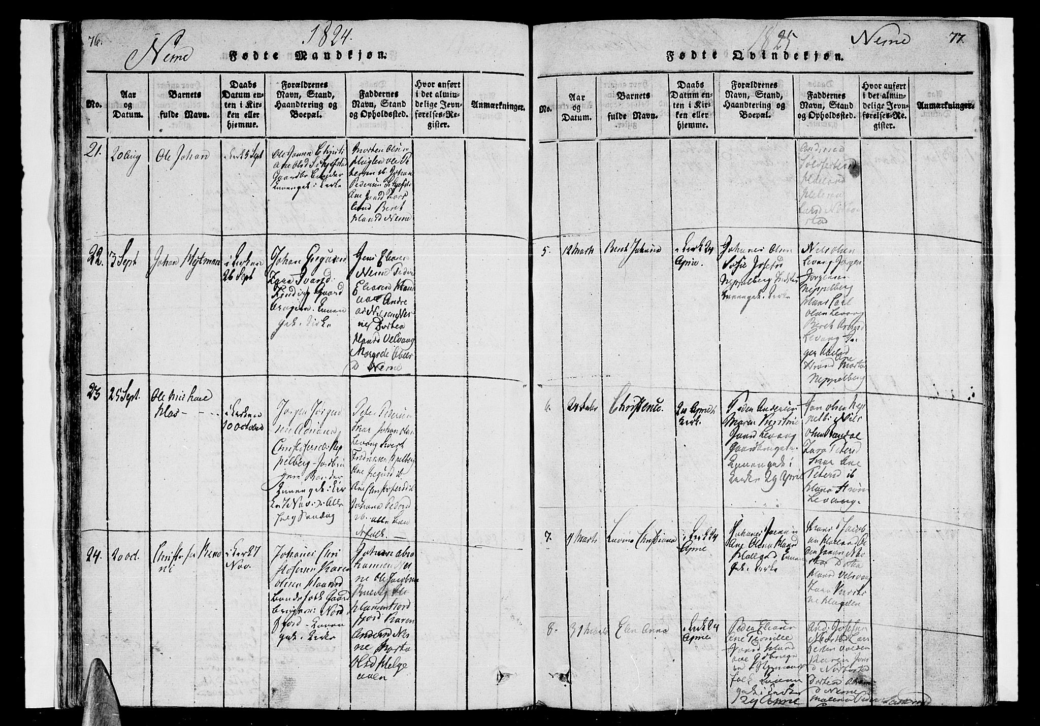 Ministerialprotokoller, klokkerbøker og fødselsregistre - Nordland, AV/SAT-A-1459/838/L0546: Parish register (official) no. 838A05 /1, 1820-1828, p. 76-77