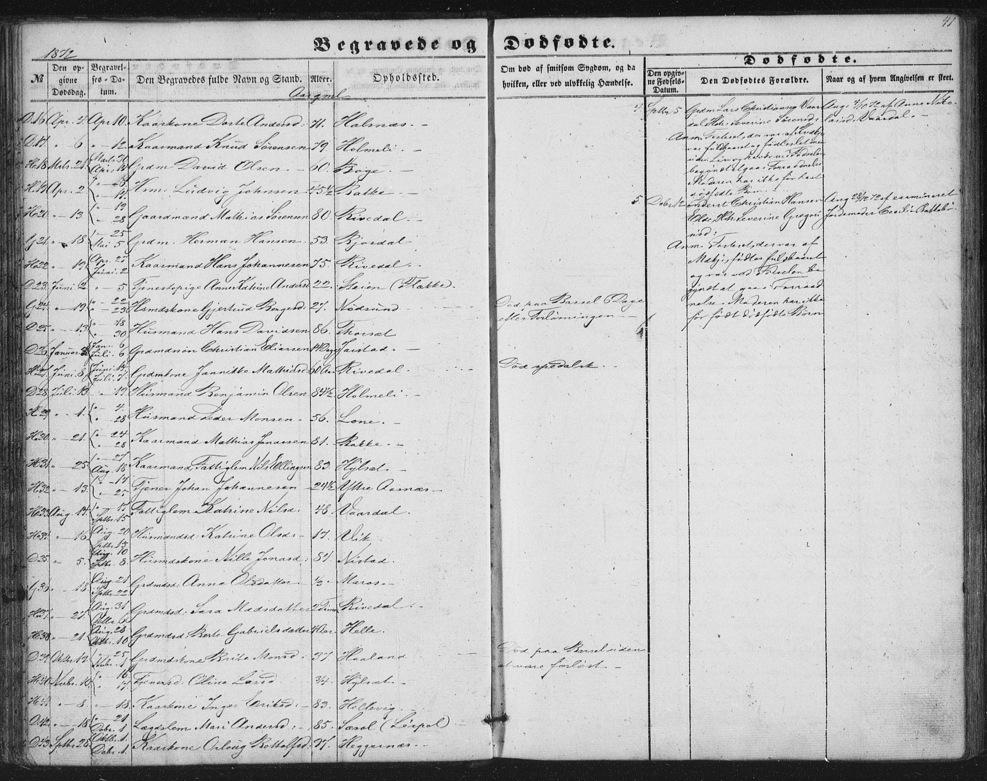 Fjaler sokneprestembete, AV/SAB-A-79801/H/Haa/Haaa/L0012: Parish register (official) no. A 12, 1854-1887, p. 41