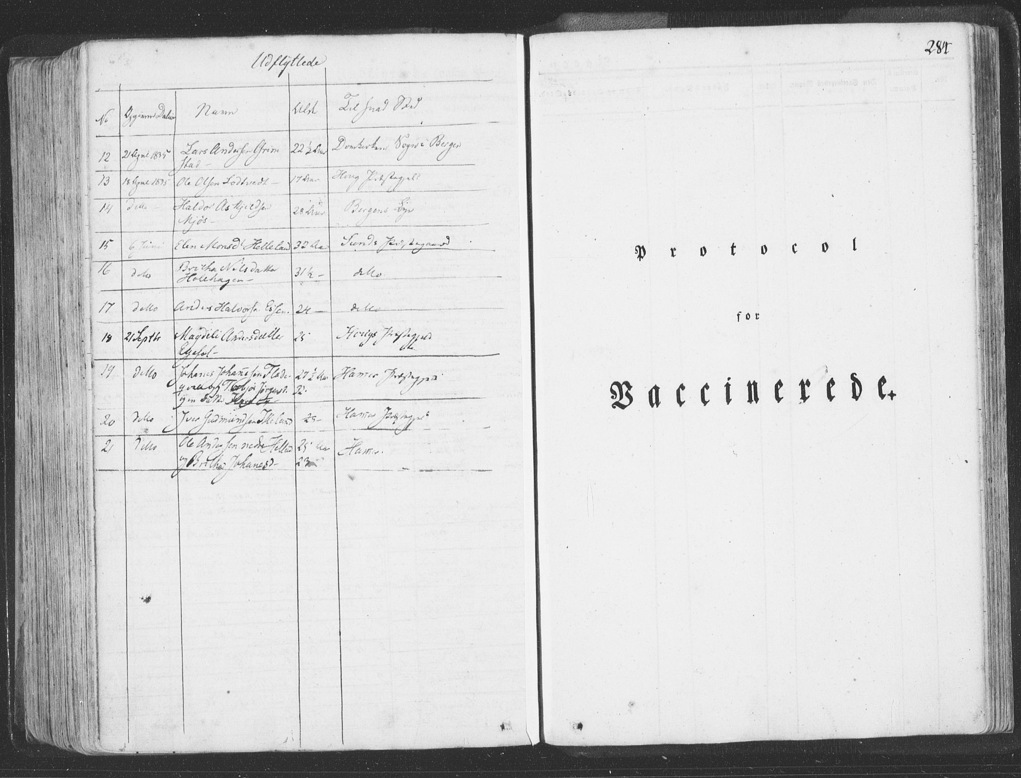 Hosanger sokneprestembete, SAB/A-75801/H/Haa: Parish register (official) no. A 6, 1824-1835, p. 284