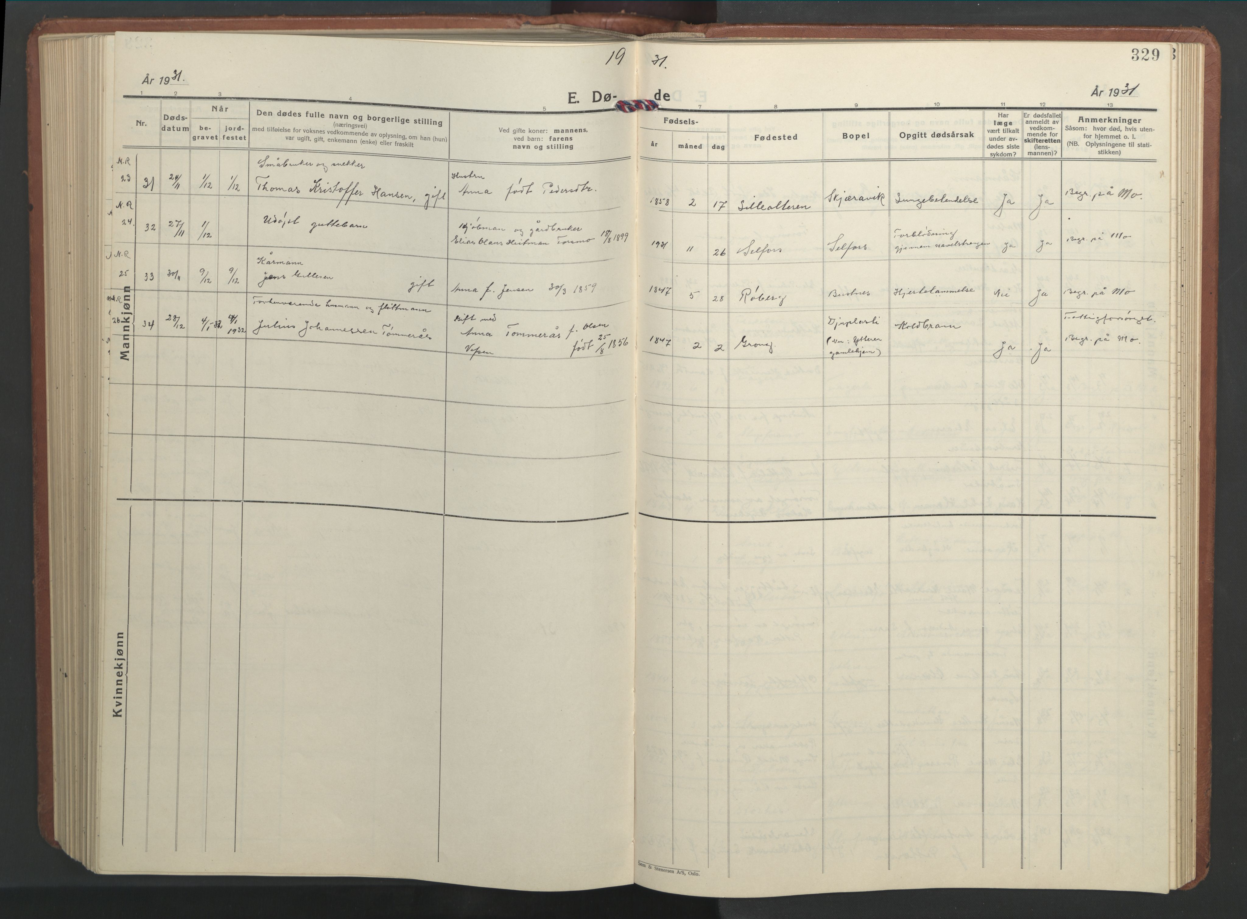 Ministerialprotokoller, klokkerbøker og fødselsregistre - Nordland, SAT/A-1459/827/L0425: Parish register (copy) no. 827C14, 1931-1946, p. 329
