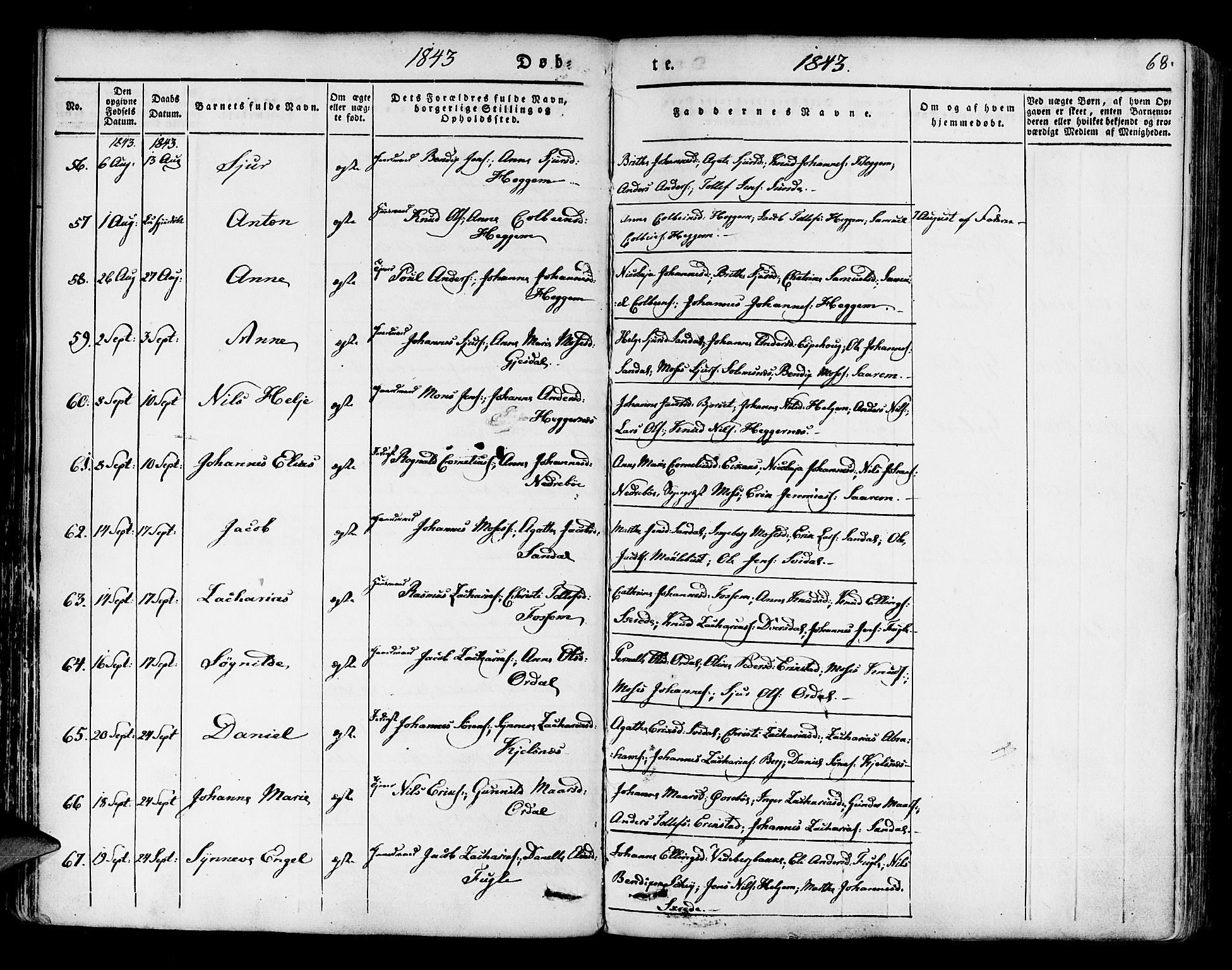 Jølster sokneprestembete, AV/SAB-A-80701/H/Haa/Haaa/L0009: Parish register (official) no. A 9, 1833-1848, p. 68