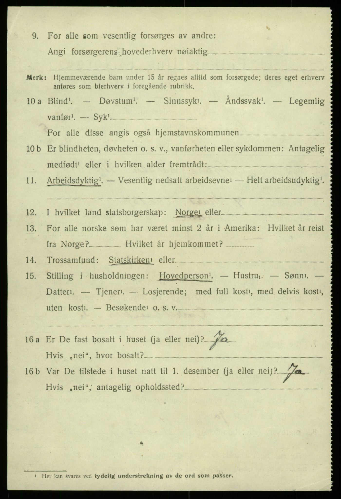 SAB, 1920 census for Kinsarvik, 1920, p. 2607