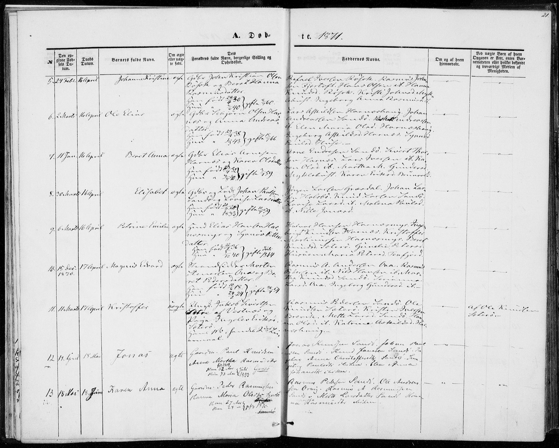 Ministerialprotokoller, klokkerbøker og fødselsregistre - Møre og Romsdal, AV/SAT-A-1454/561/L0728: Parish register (official) no. 561A02, 1858-1878, p. 21