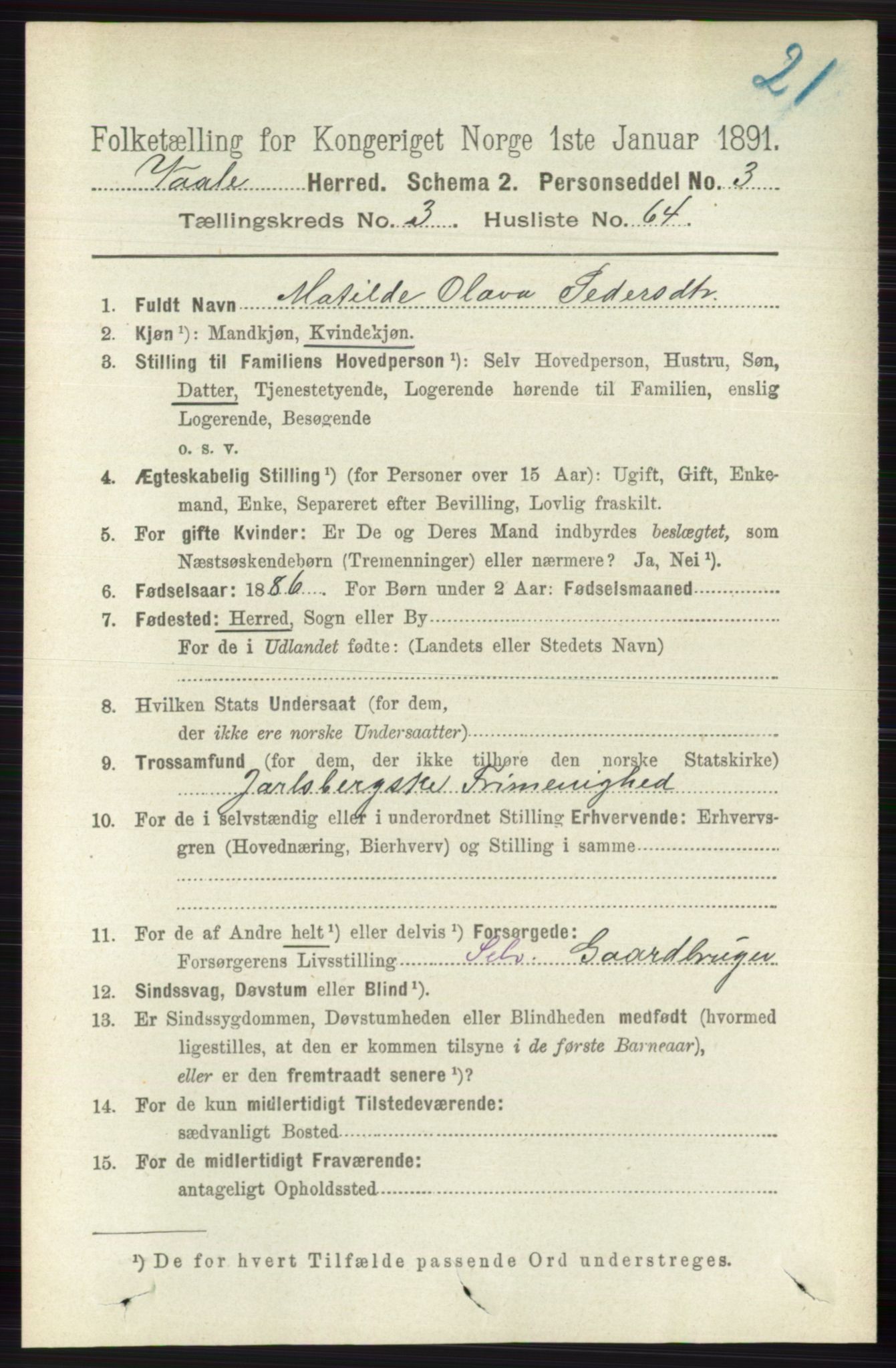 RA, 1891 census for 0716 Våle, 1891, p. 914