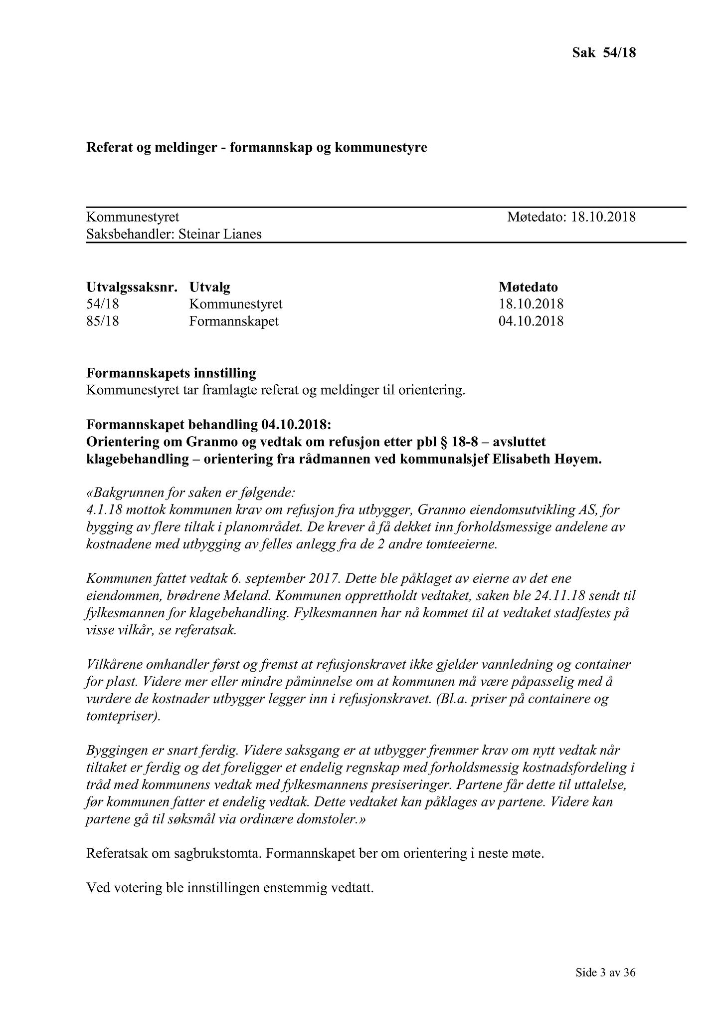 Klæbu Kommune, TRKO/KK/01-KS/L011: Kommunestyret - Møtedokumenter, 2018, p. 1288