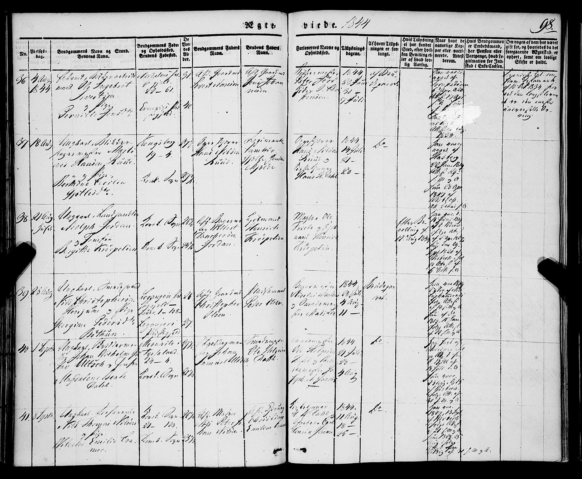 Korskirken sokneprestembete, SAB/A-76101/H/Haa/L0034: Parish register (official) no. D 1, 1832-1852, p. 98