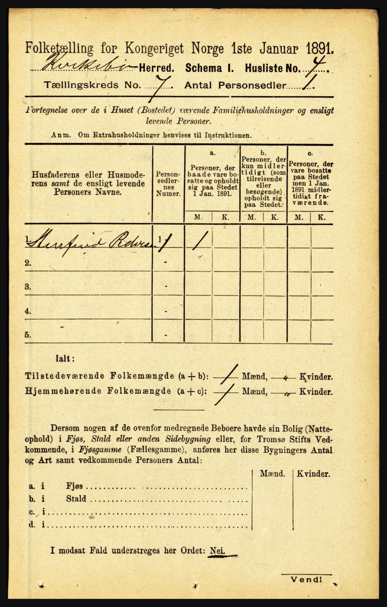 RA, 1891 census for 1416 Kyrkjebø, 1891, p. 1809