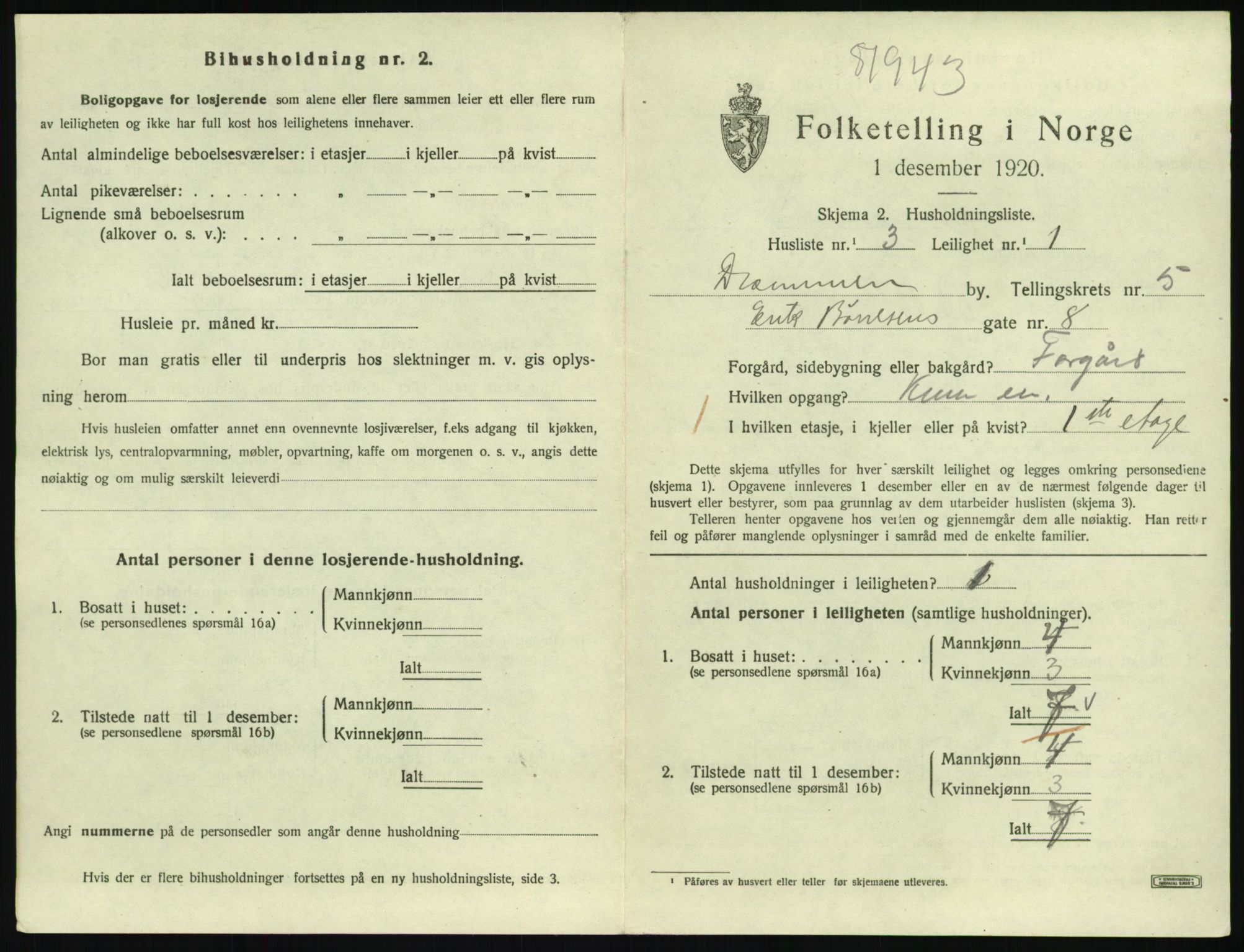 SAKO, 1920 census for Drammen, 1920, p. 9917