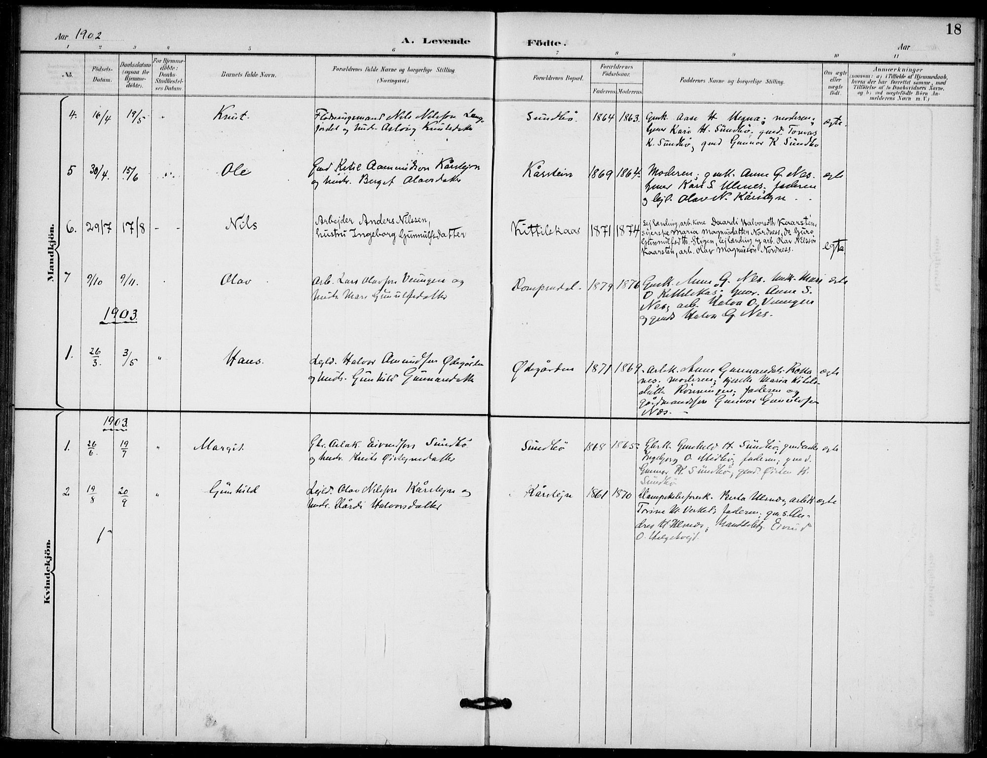 Lunde kirkebøker, SAKO/A-282/F/Fb/L0004: Parish register (official) no. II 4, 1892-1907, p. 18