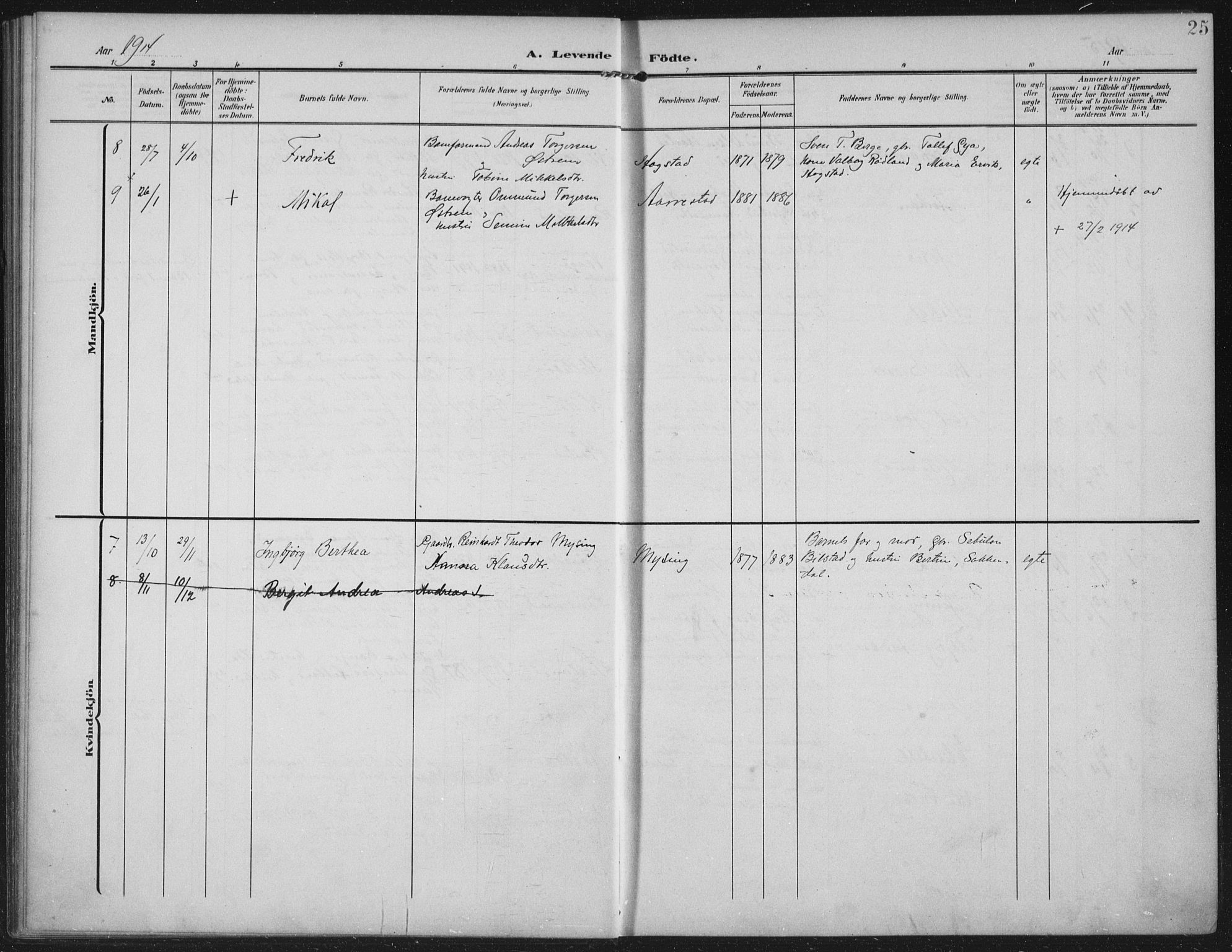 Helleland sokneprestkontor, AV/SAST-A-101810: Parish register (official) no. A 12, 1906-1923, p. 25