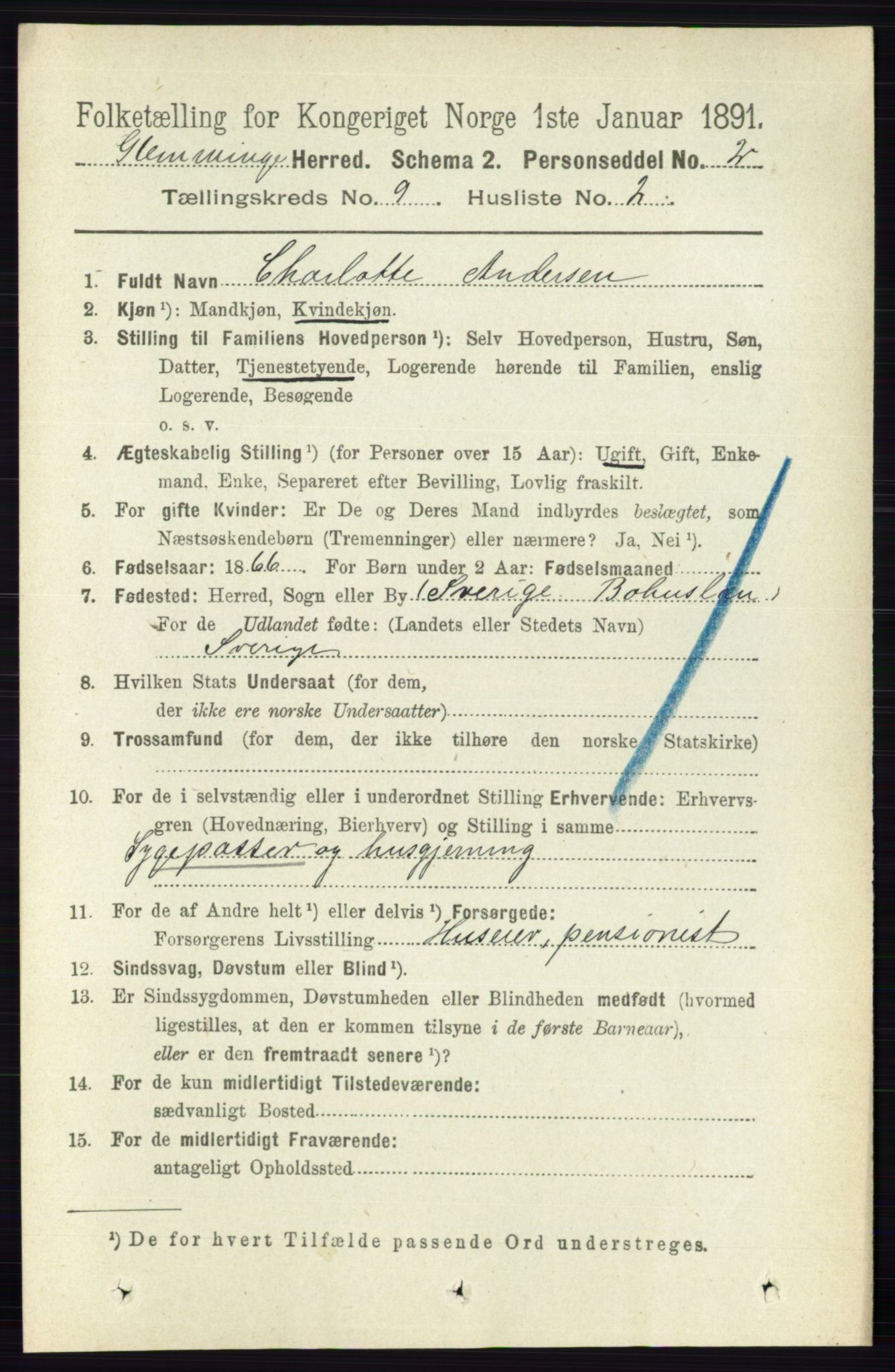 RA, 1891 census for 0132 Glemmen, 1891, p. 9590