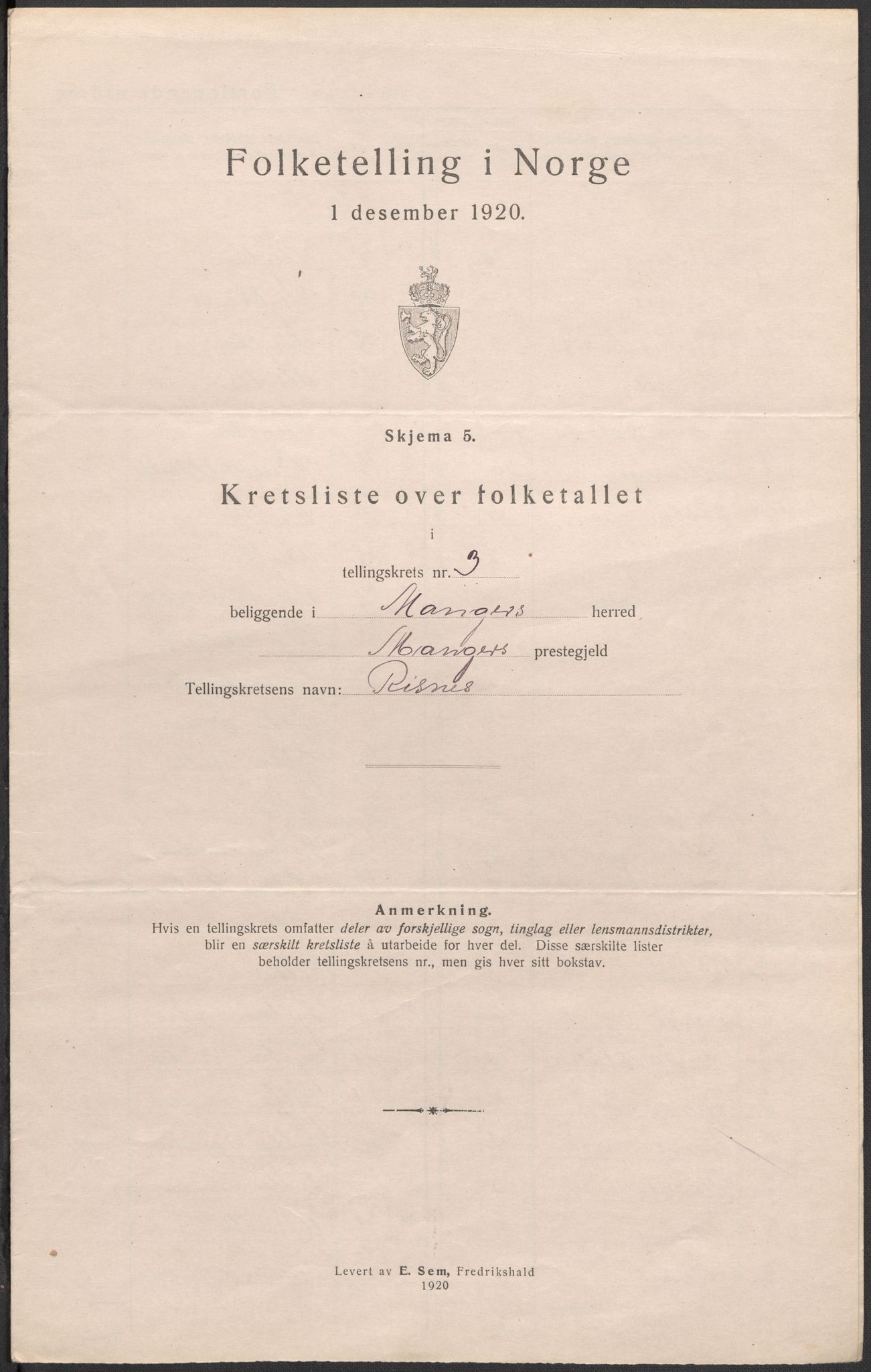 SAB, 1920 census for Manger, 1920, p. 11