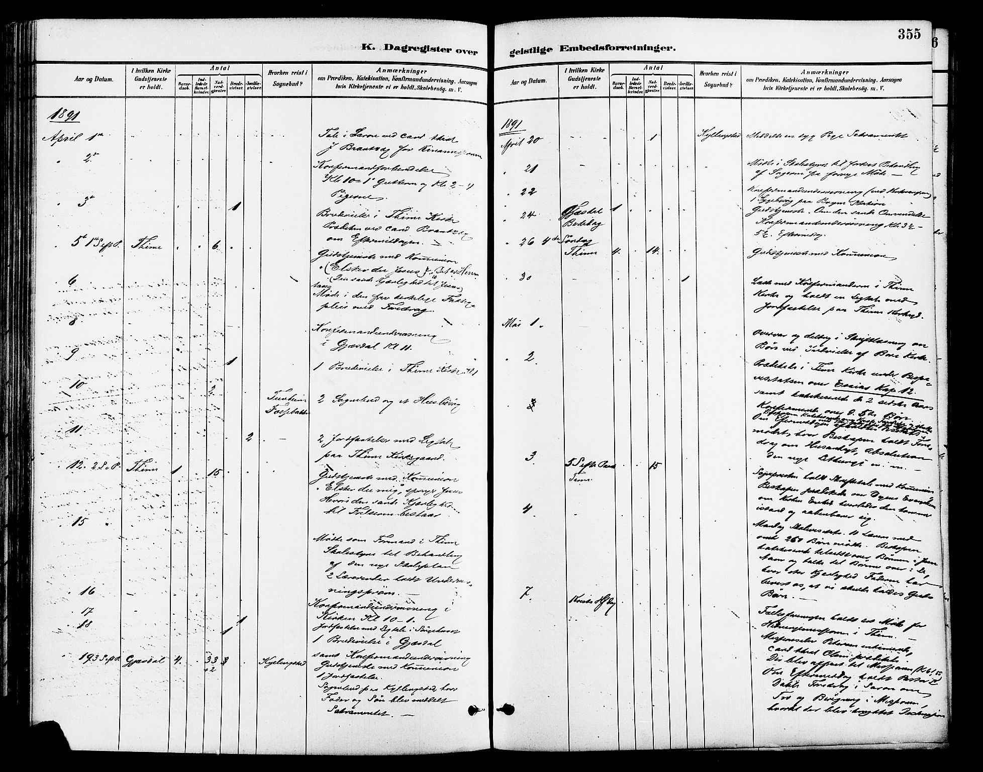 Lye sokneprestkontor, AV/SAST-A-101794/001/30BA/L0009: Parish register (official) no. A 8, 1881-1892, p. 355