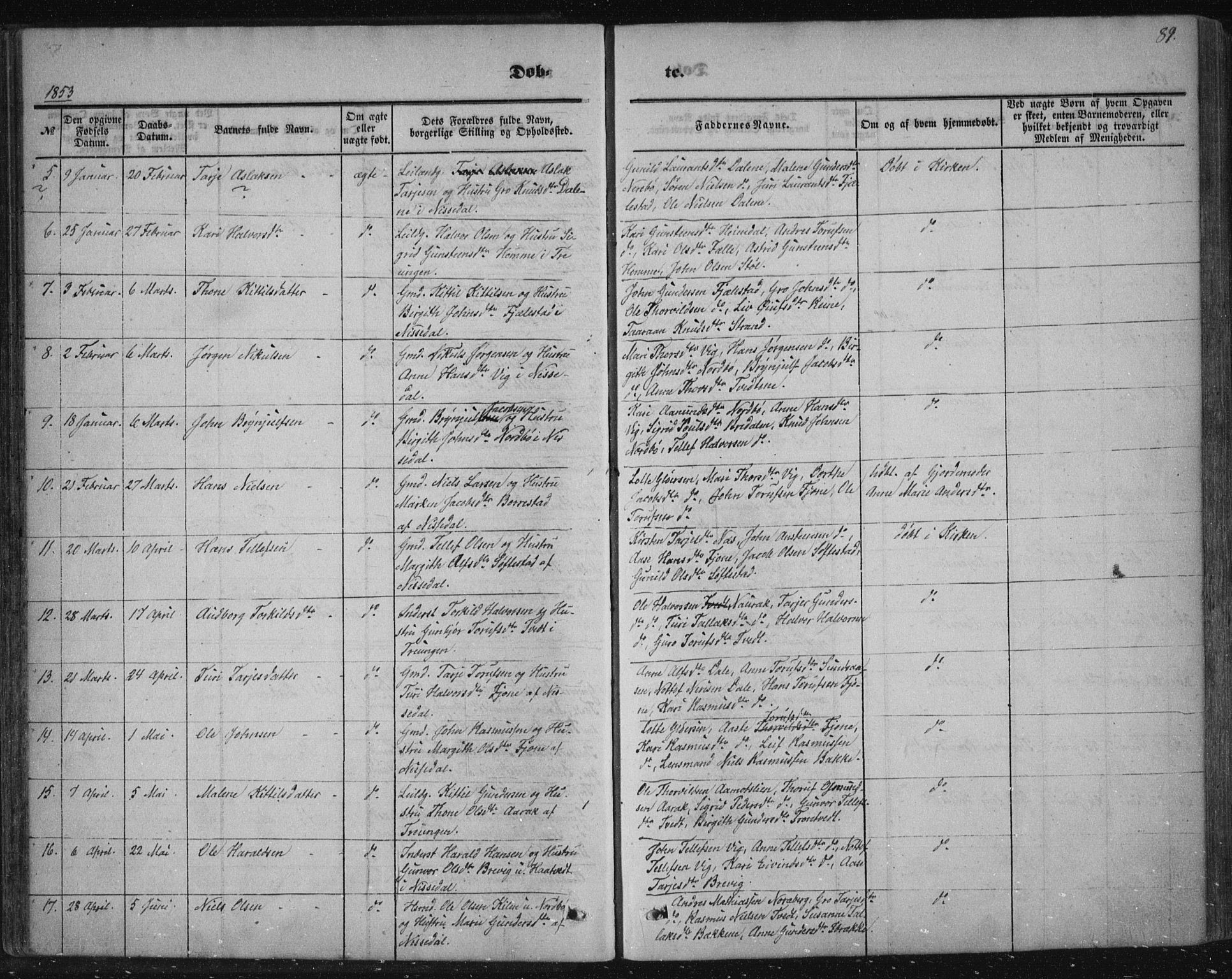 Nissedal kirkebøker, SAKO/A-288/F/Fa/L0003: Parish register (official) no. I 3, 1846-1870, p. 88-89