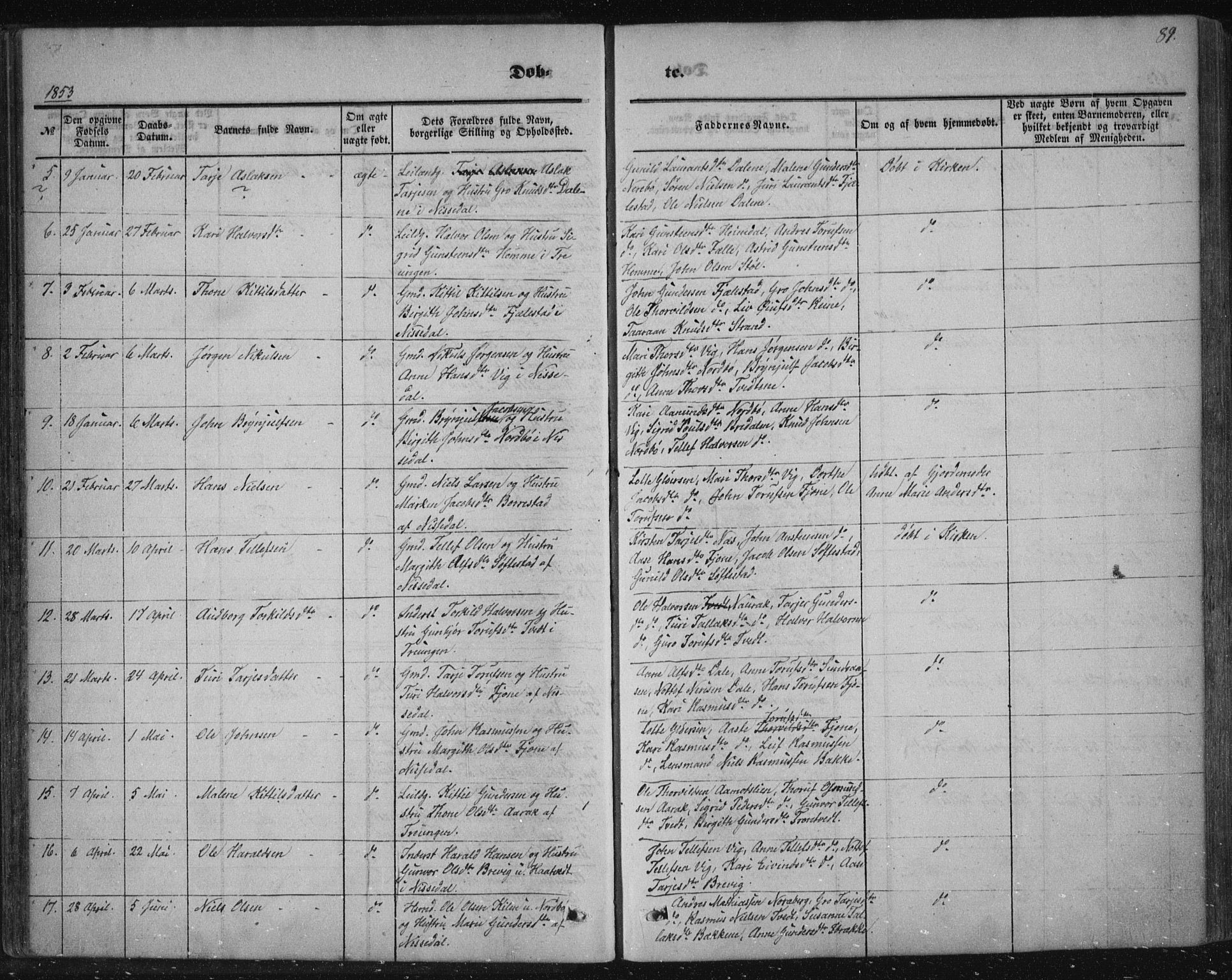 Nissedal kirkebøker, AV/SAKO-A-288/F/Fa/L0003: Parish register (official) no. I 3, 1846-1870, p. 88-89