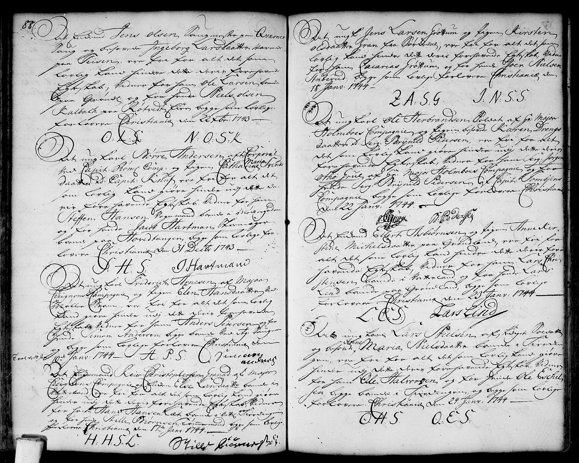 Aker prestekontor kirkebøker, AV/SAO-A-10861/L/L0002: Best man's statements no. 2, 1734-1773, p. 88
