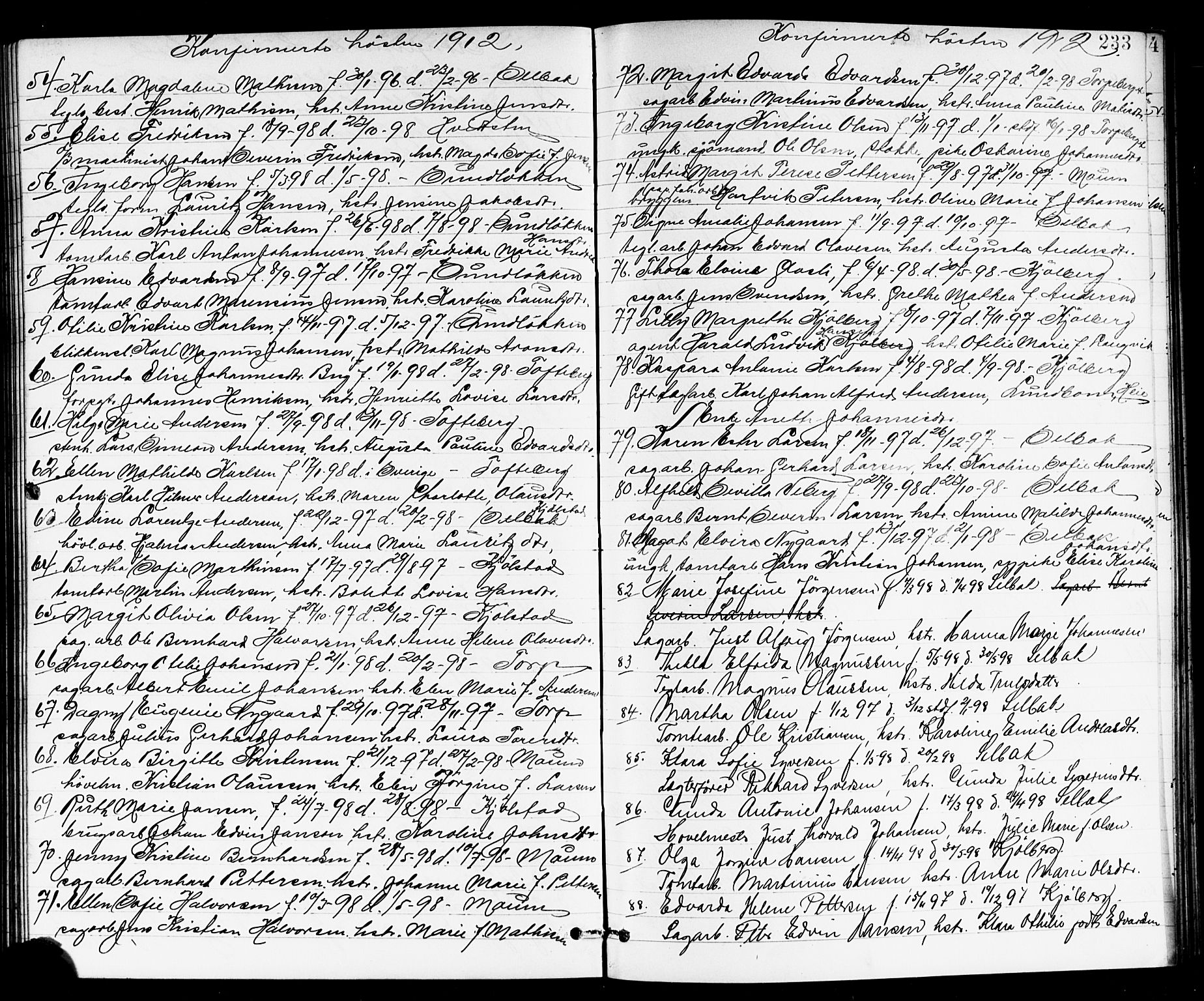 Borge prestekontor Kirkebøker, SAO/A-10903/G/Ga/L0002: Parish register (copy) no. I 2, 1875-1923, p. 233