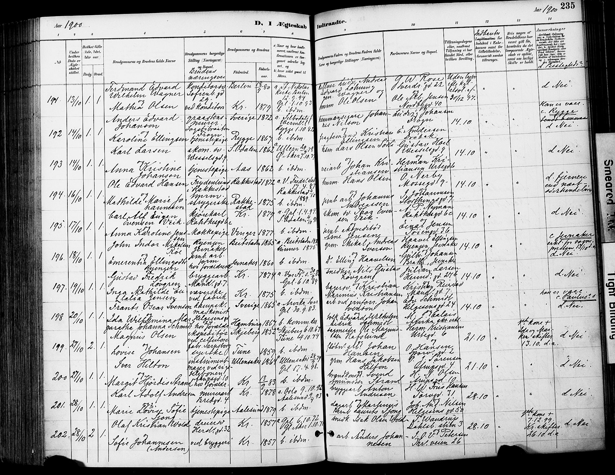 Grønland prestekontor Kirkebøker, SAO/A-10848/F/Fa/L0013: Parish register (official) no. 13, 1887-1906, p. 235