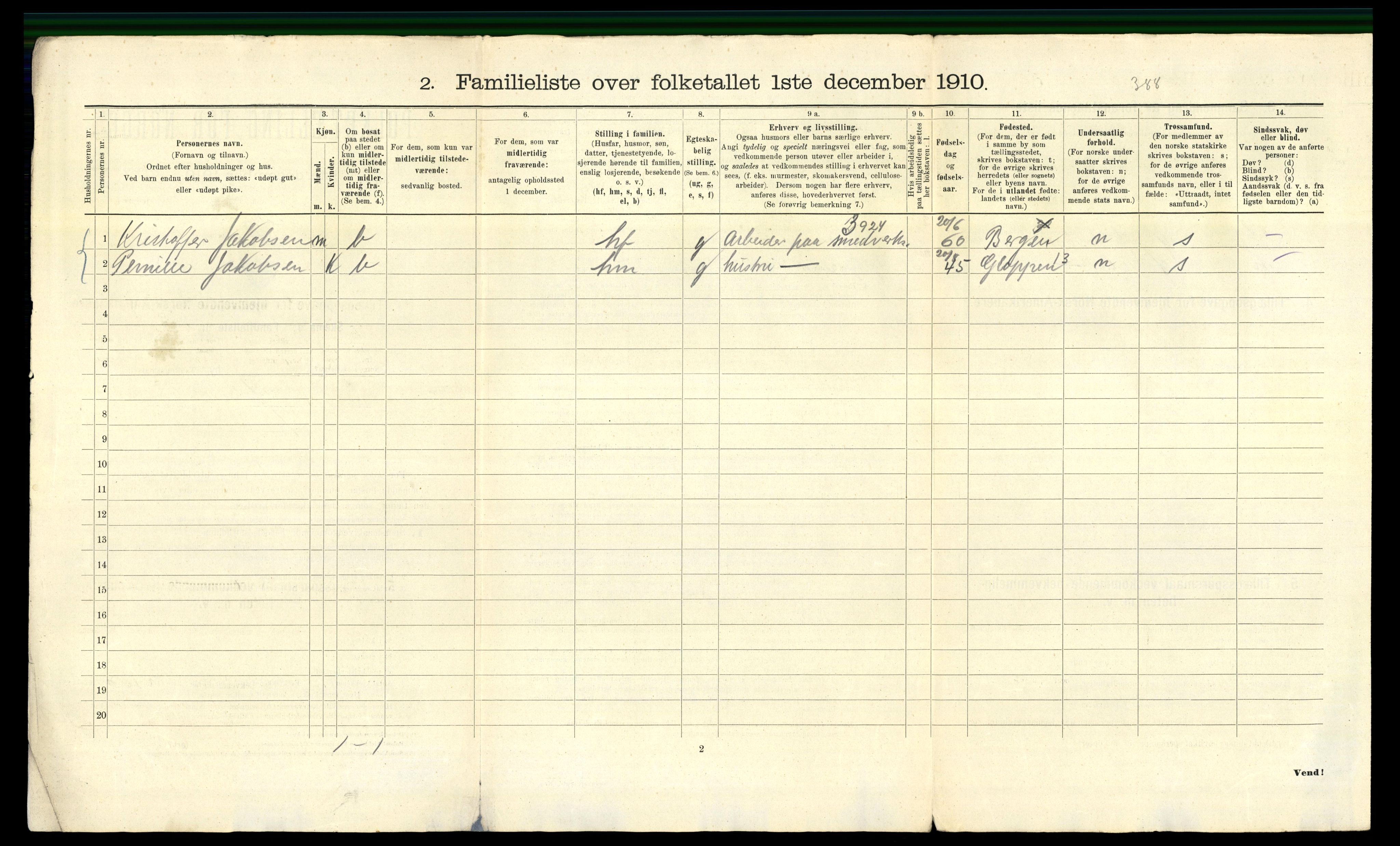 RA, 1910 census for Bergen, 1910, p. 25310