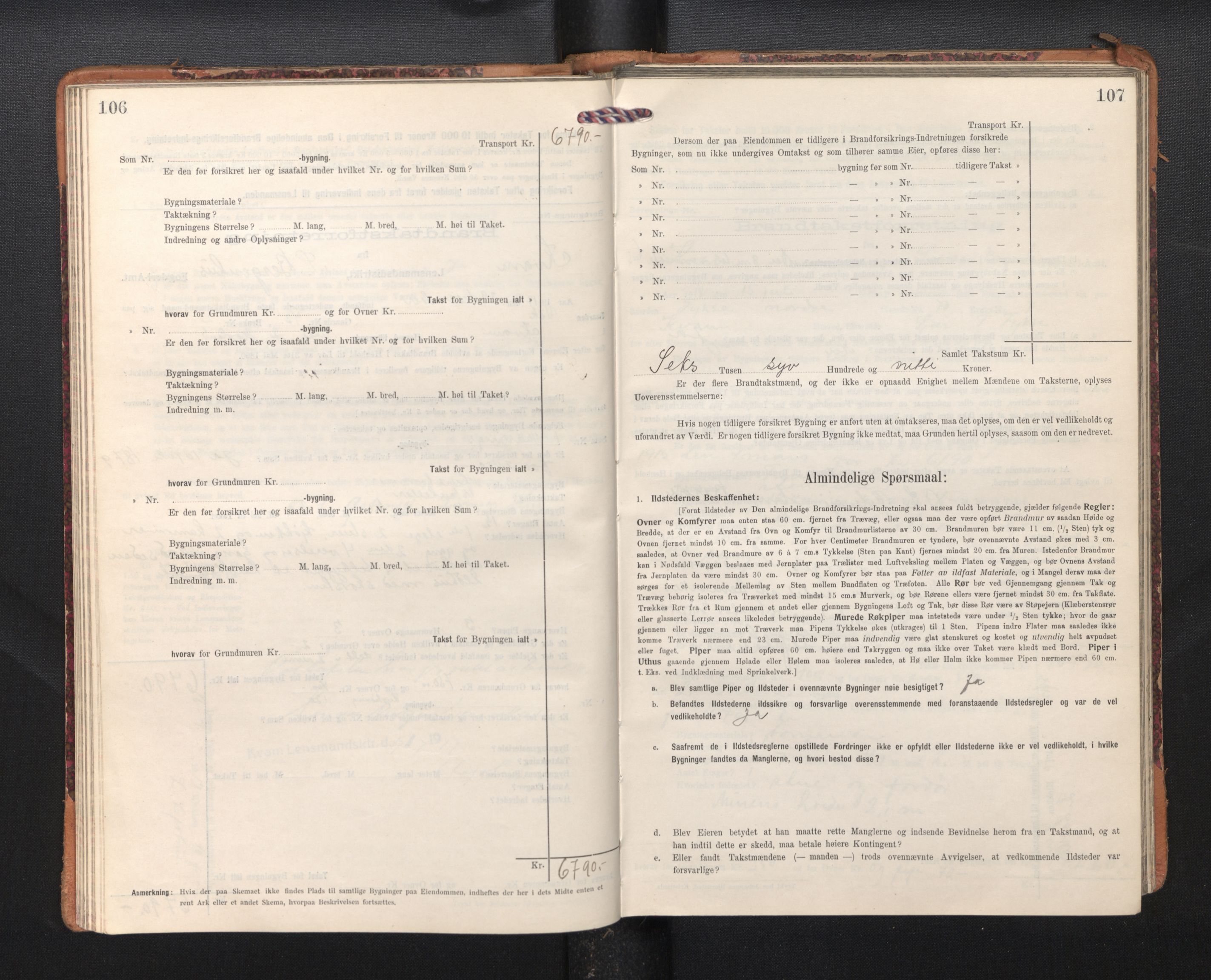 Lensmannen i Kvam, AV/SAB-A-33201/0012/L0006: Branntakstprotokoll, skjematakst, 1913-1955, p. 106-107