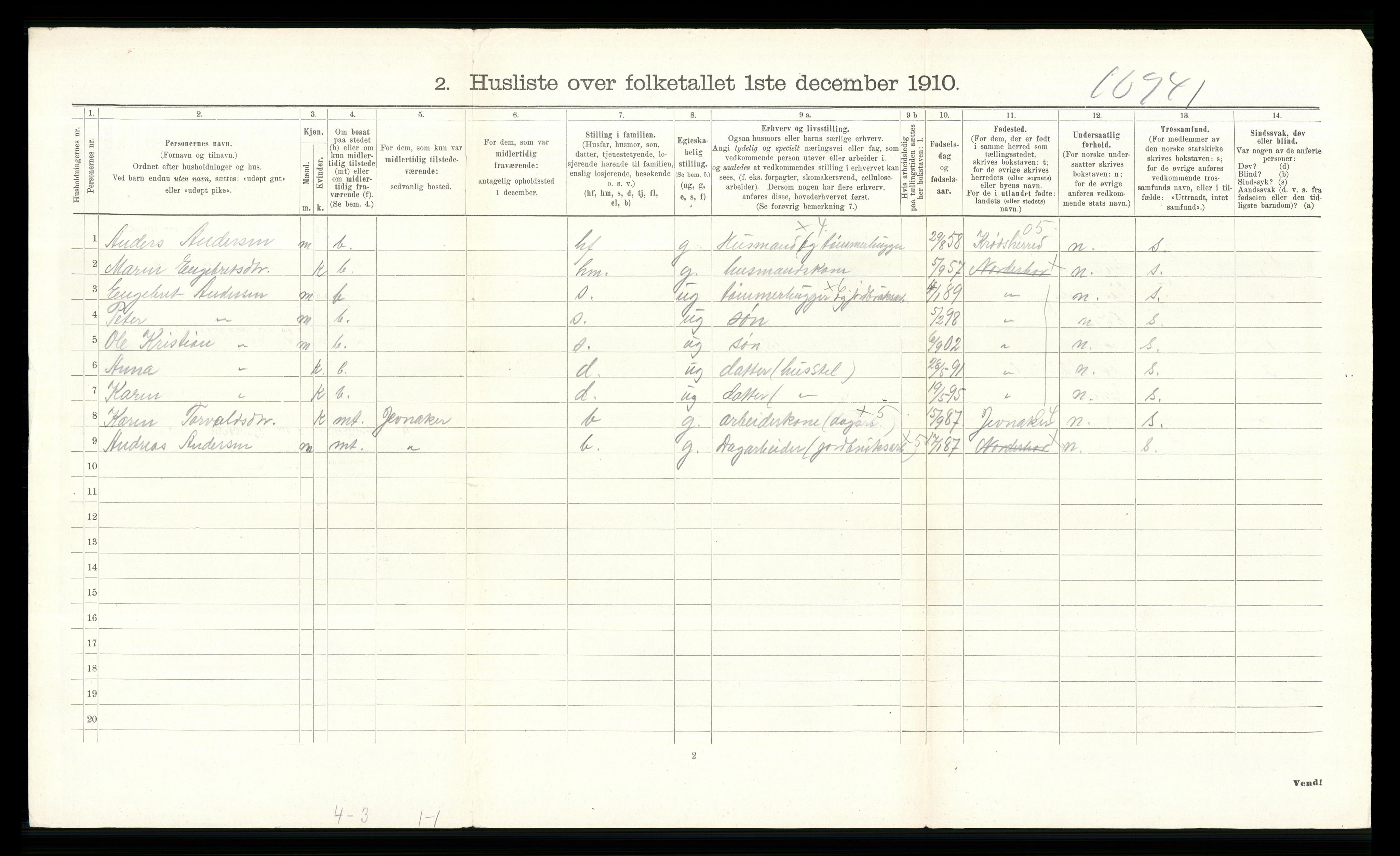 RA, 1910 census for Norderhov, 1910, p. 1761